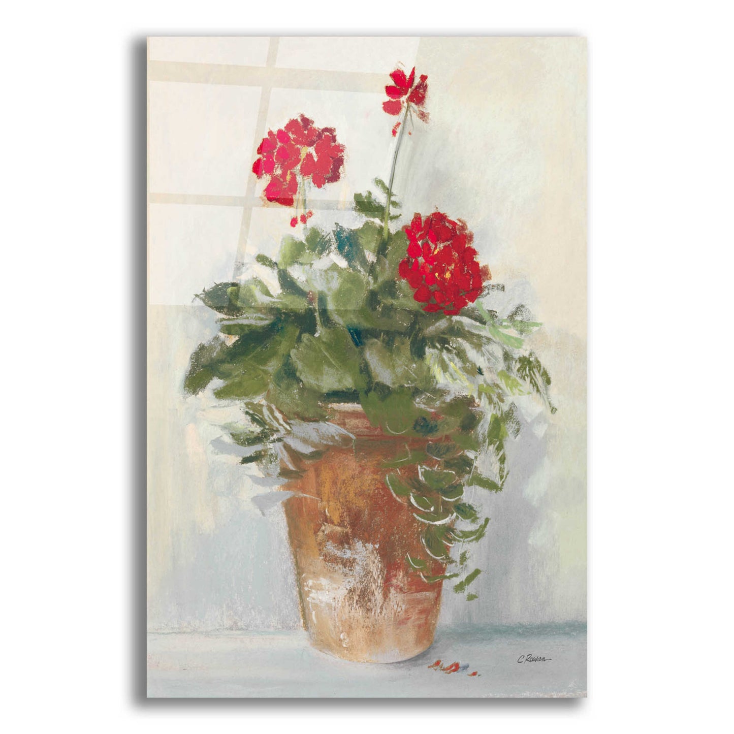 Epic Art 'Potted Geraniums II Light' by Carol Rowan, Acrylic Glass Wall Art