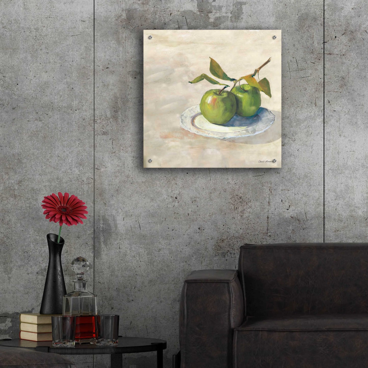 Epic Art 'Green Apple I Neutral' by Carol Rowan, Acrylic Glass Wall Art,24x24