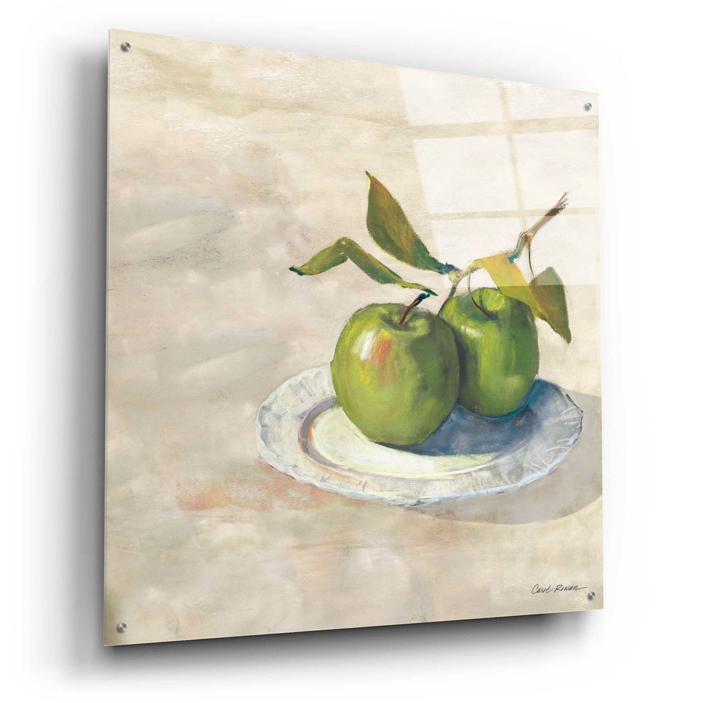 Epic Art 'Green Apple I Neutral' by Carol Rowan, Acrylic Glass Wall Art,36x36