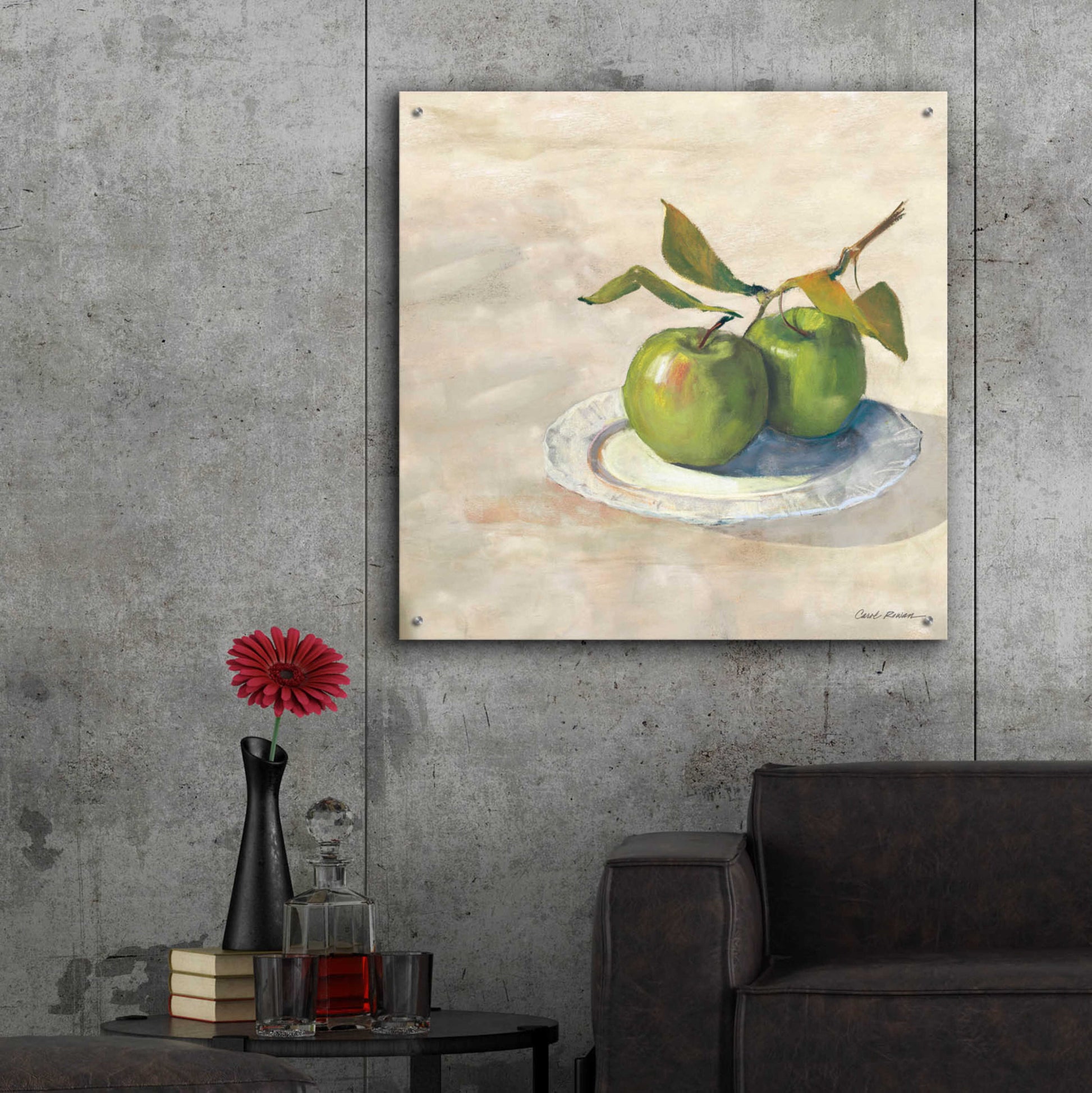 Epic Art 'Green Apple I Neutral' by Carol Rowan, Acrylic Glass Wall Art,36x36