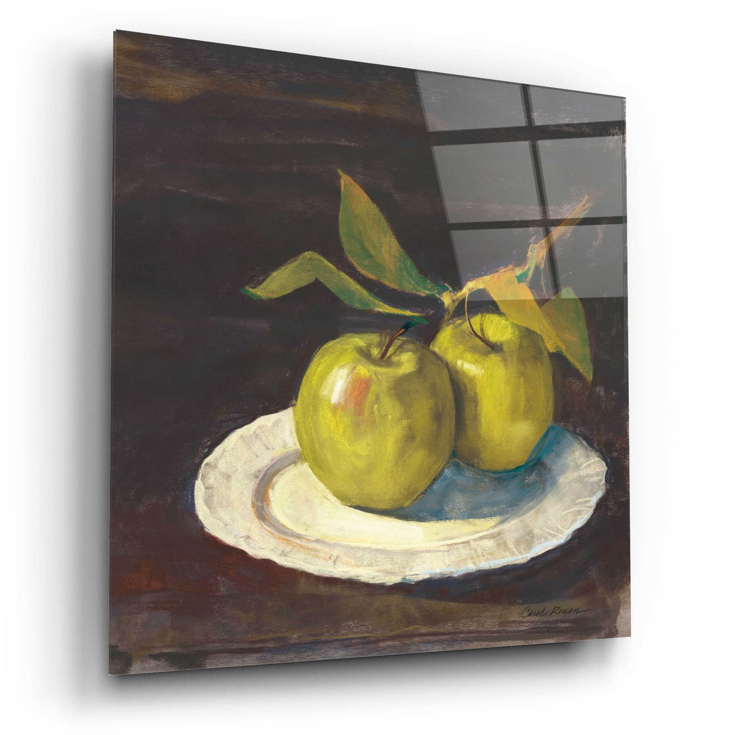 Epic Art 'Green Apple I Dark Brown' by Carol Rowan, Acrylic Glass Wall Art,12x12
