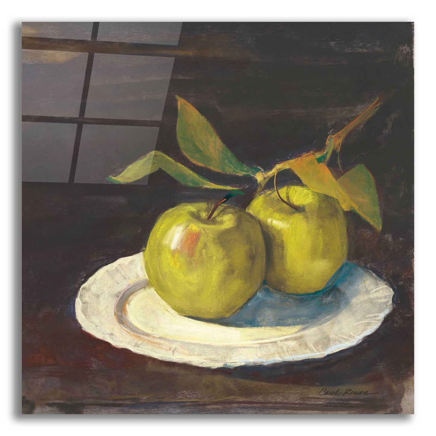 Epic Art 'Green Apple I Dark Brown' by Carol Rowan, Acrylic Glass Wall Art