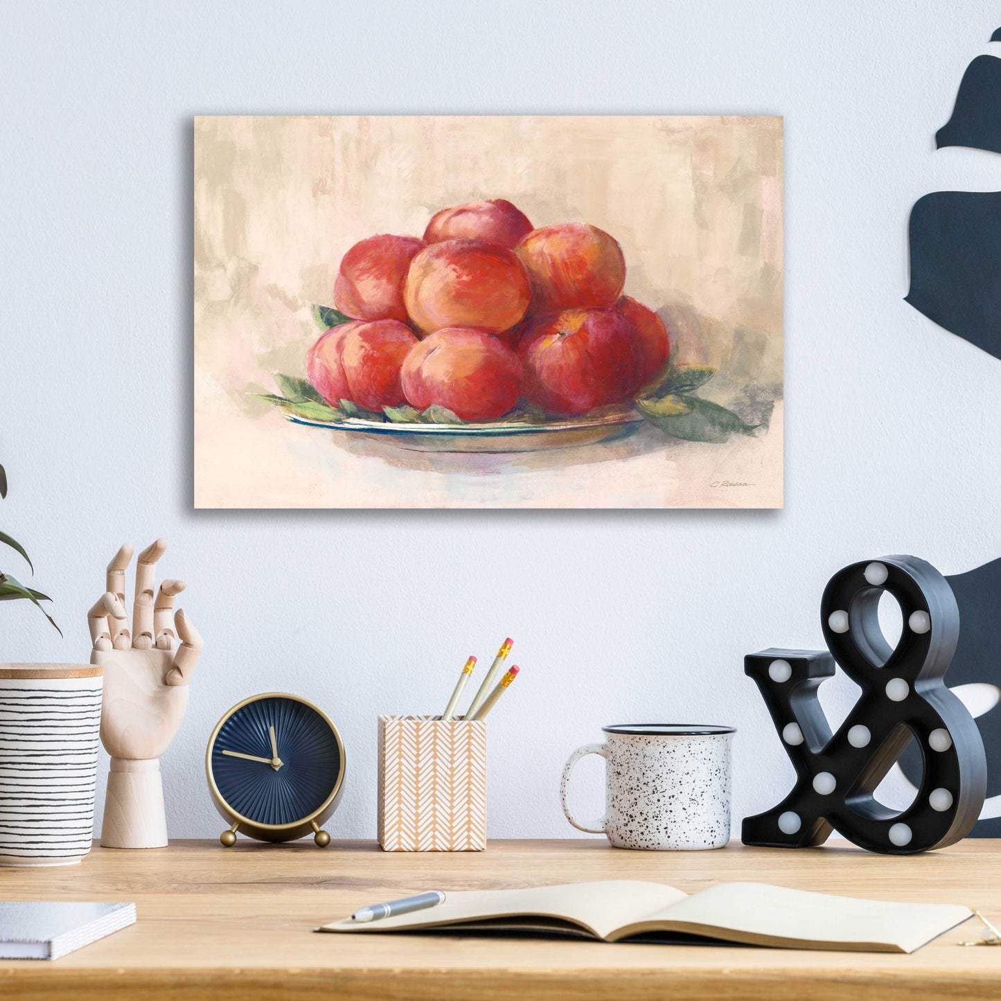 Epic Art 'Ripe Peaches' by Carol Rowan, Acrylic Glass Wall Art,16x12