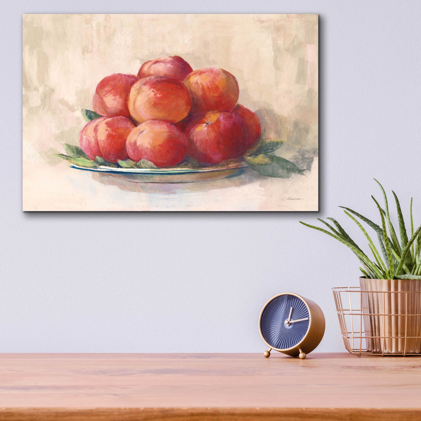 Epic Art 'Ripe Peaches' by Carol Rowan, Acrylic Glass Wall Art,16x12