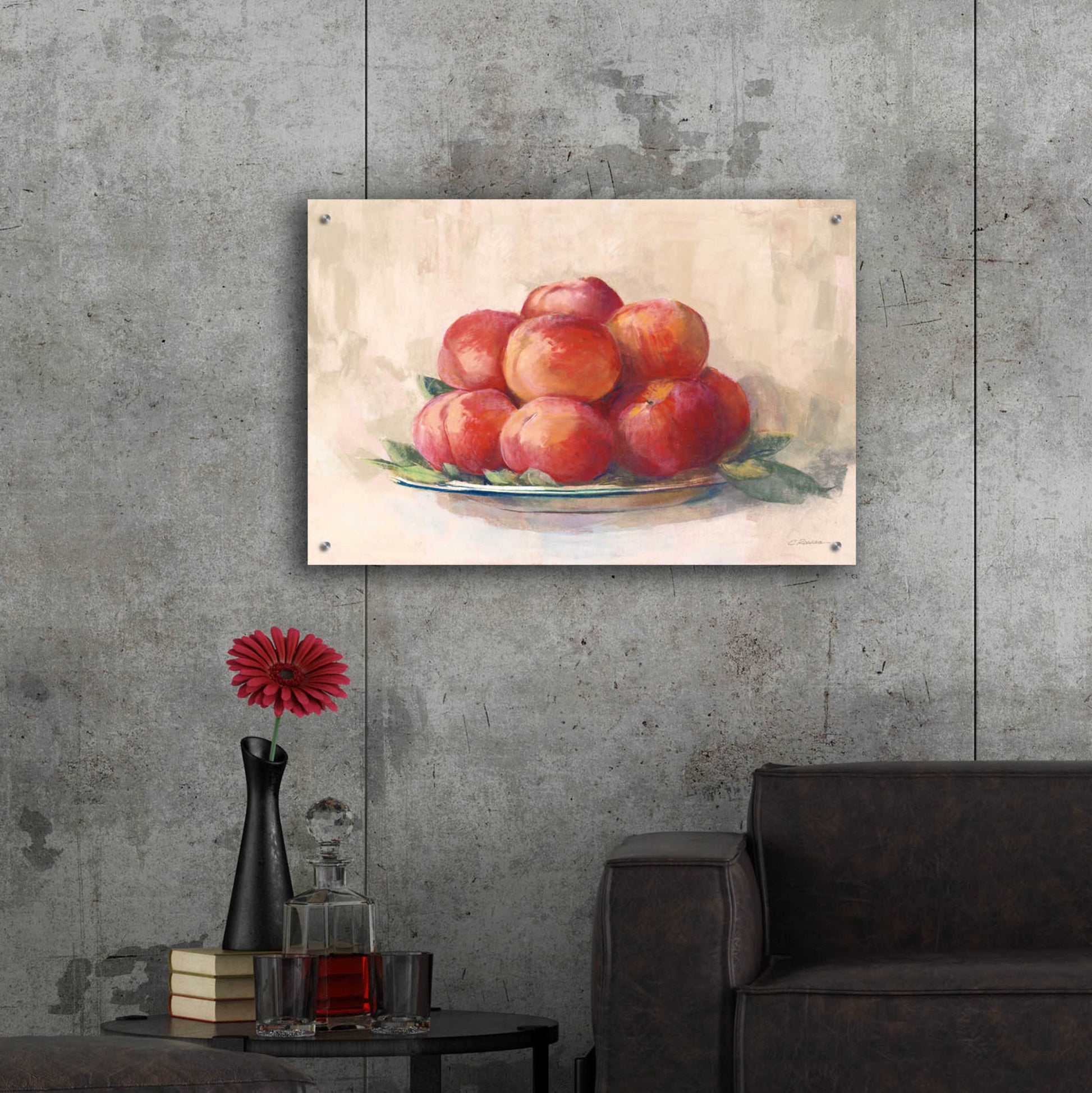 Epic Art 'Ripe Peaches' by Carol Rowan, Acrylic Glass Wall Art,36x24