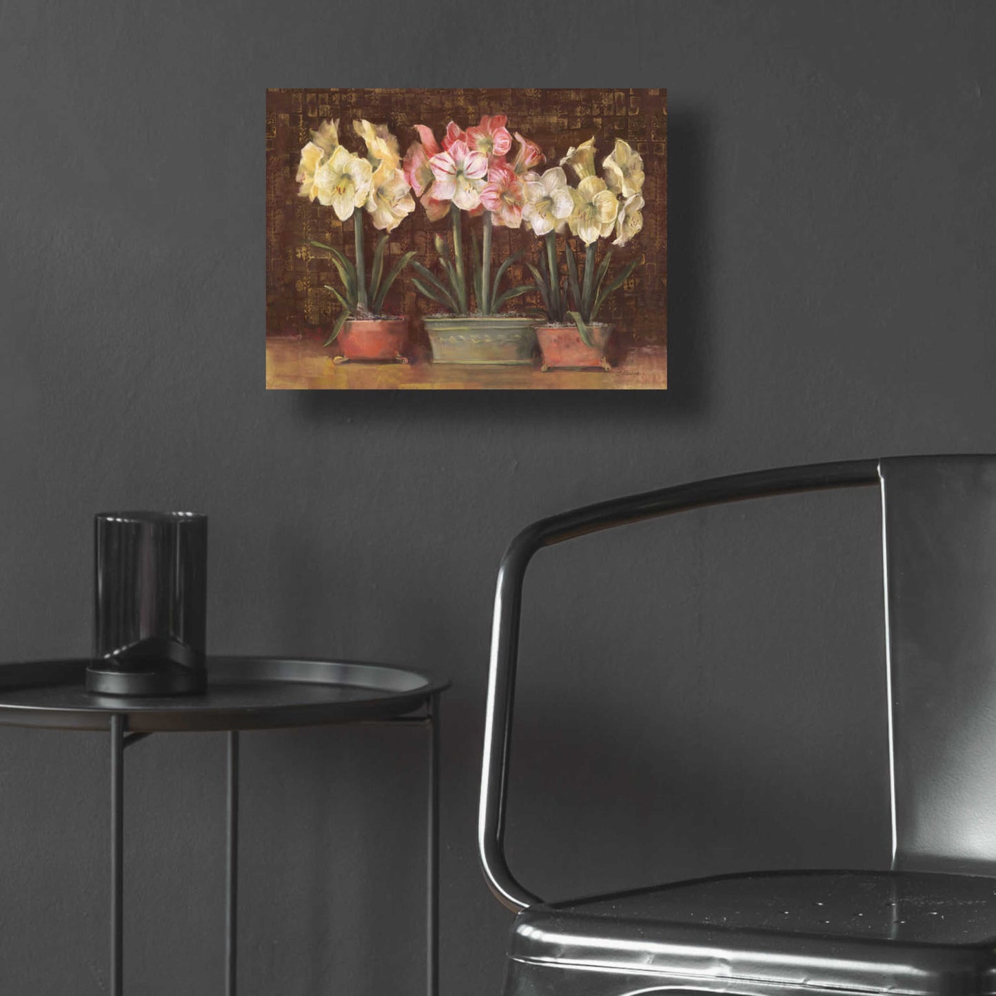 Epic Art 'Amaryllis On Brown' by Carol Rowan, Acrylic Glass Wall Art,16x12