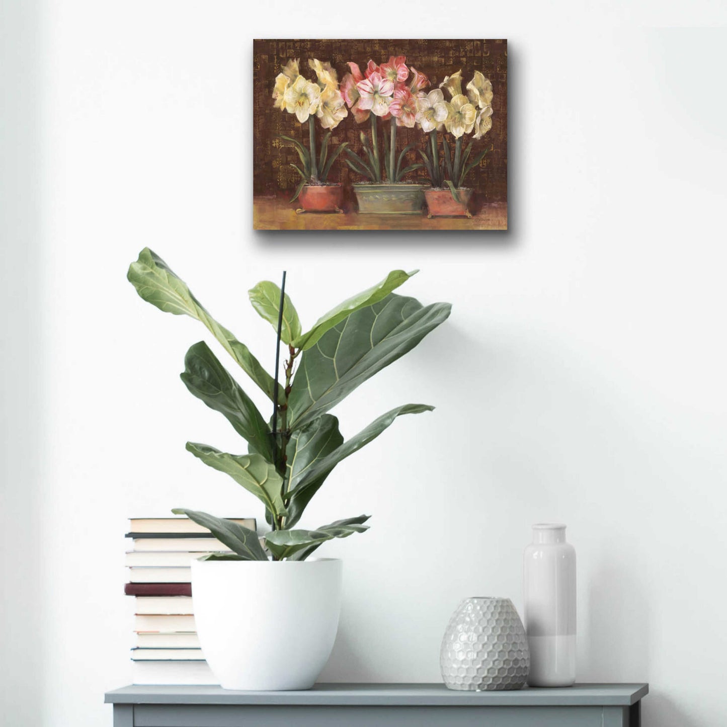 Epic Art 'Amaryllis On Brown' by Carol Rowan, Acrylic Glass Wall Art,16x12