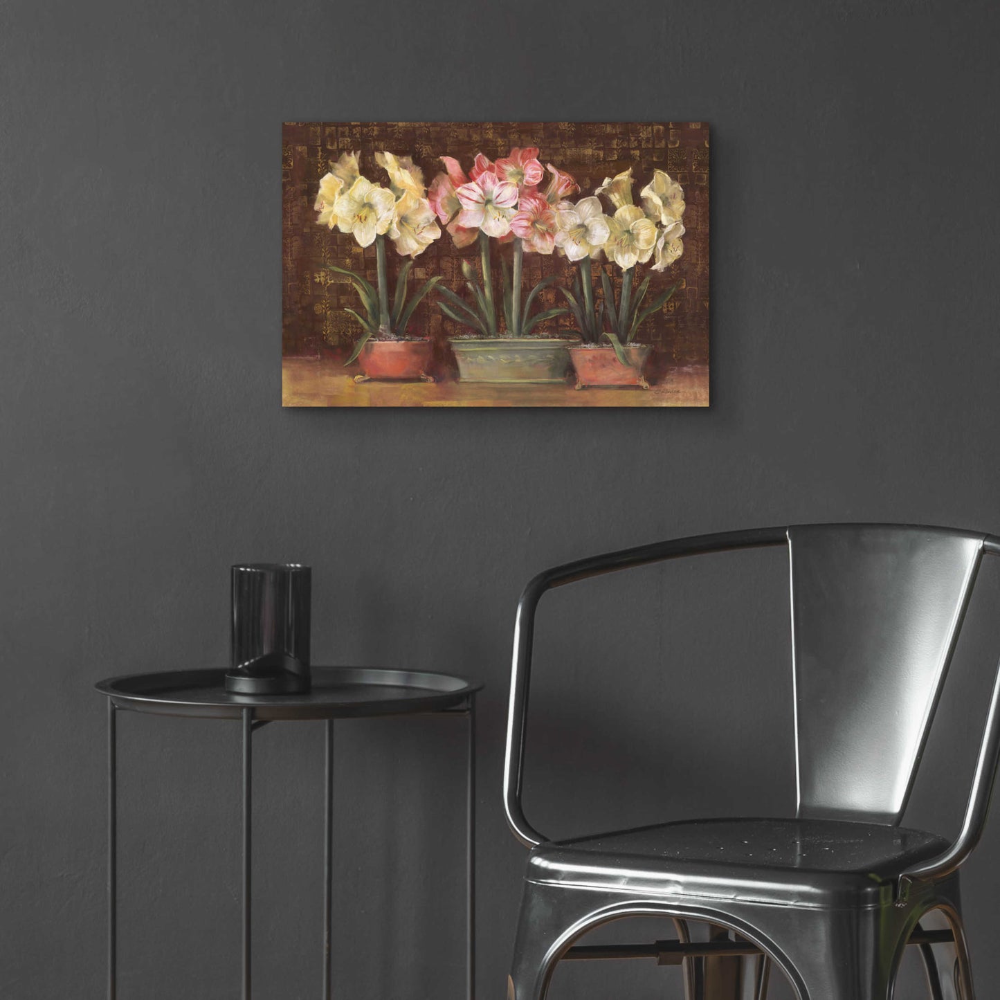 Epic Art 'Amaryllis On Brown' by Carol Rowan, Acrylic Glass Wall Art,24x16