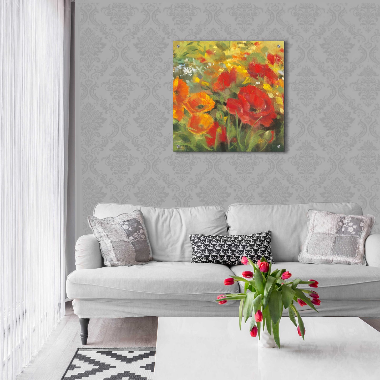 Epic Art 'Oriental Poppy Field I' by Carol Rowan, Acrylic Glass Wall Art,24x24