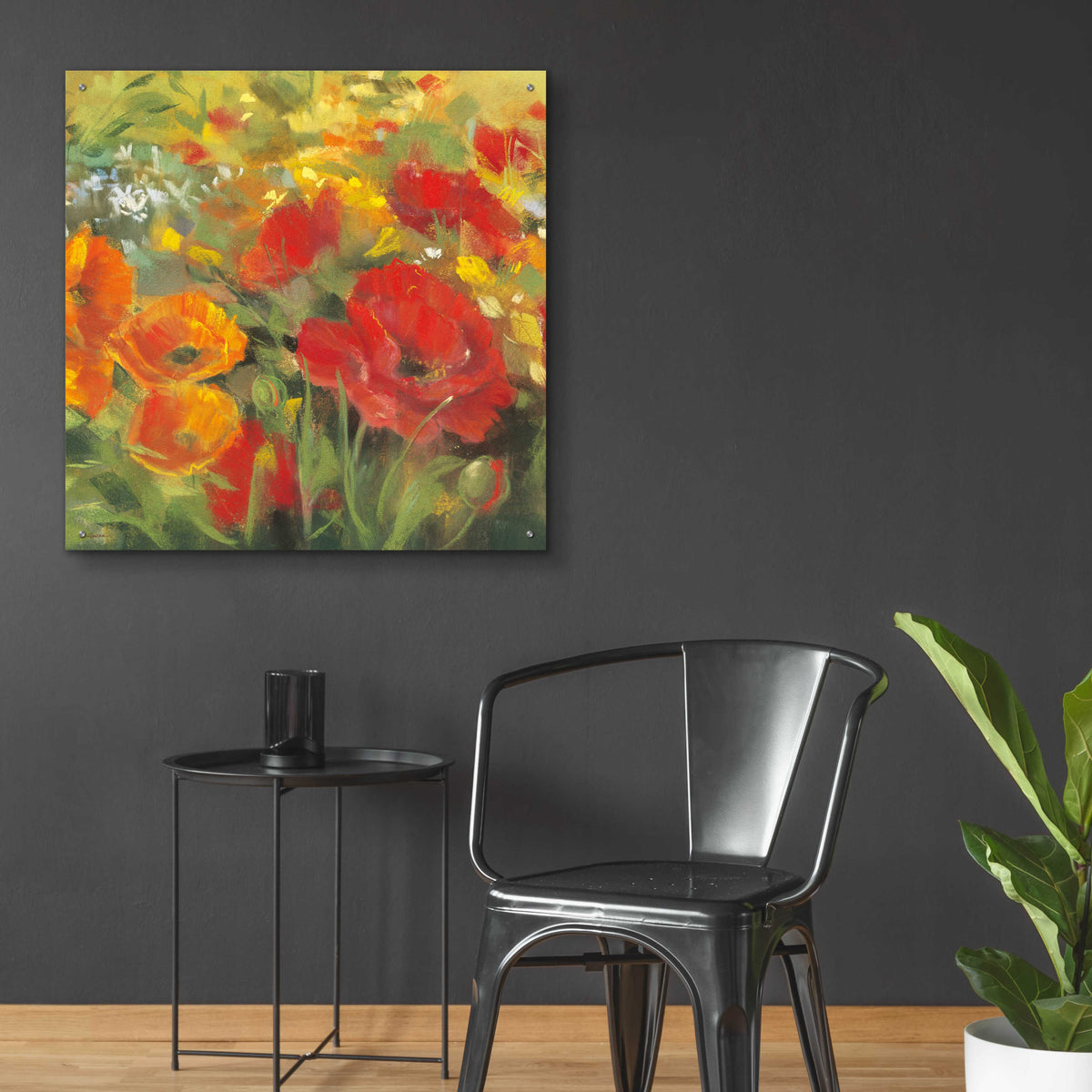 Oriental Poppy Field I by Carol Rowan - 36x36 acrylic wall art in a room