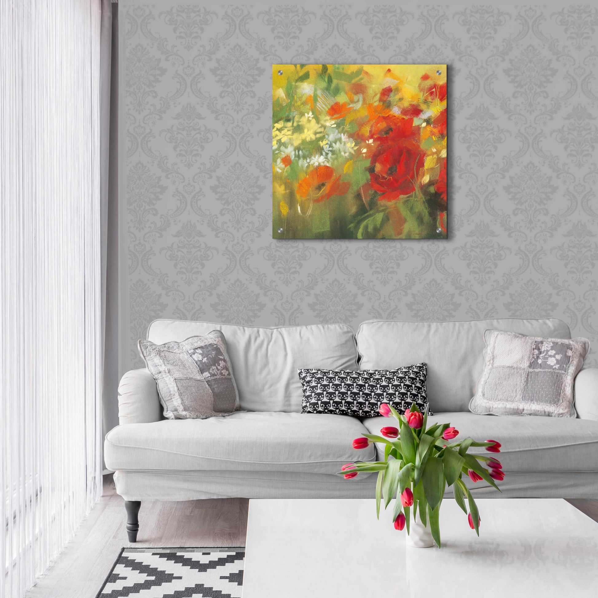 Epic Art 'Oriental Poppy Field II' by Carol Rowan, Acrylic Glass Wall Art,24x24