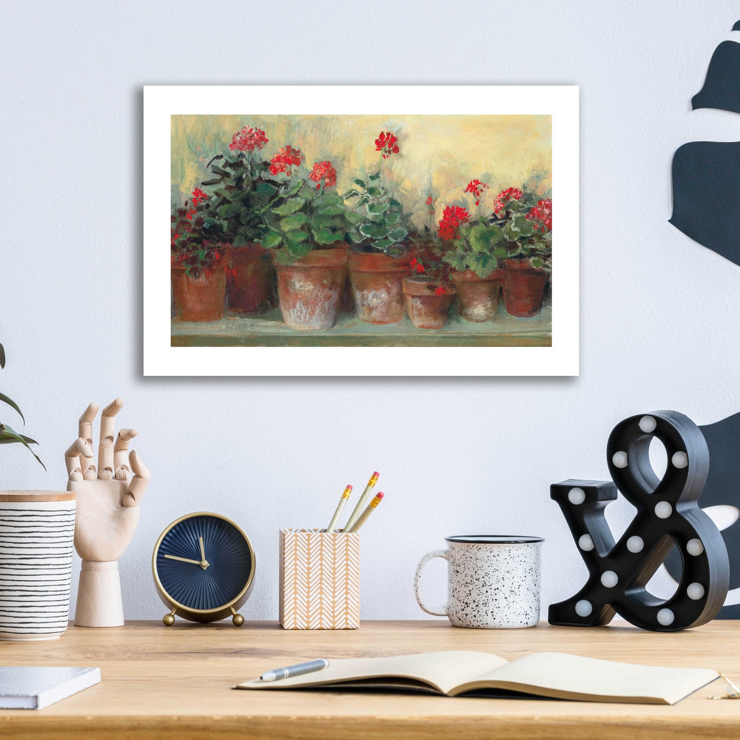 Epic Art 'Kathleens Geraniums' by Carol Rowan, Acrylic Glass Wall Art,16x12