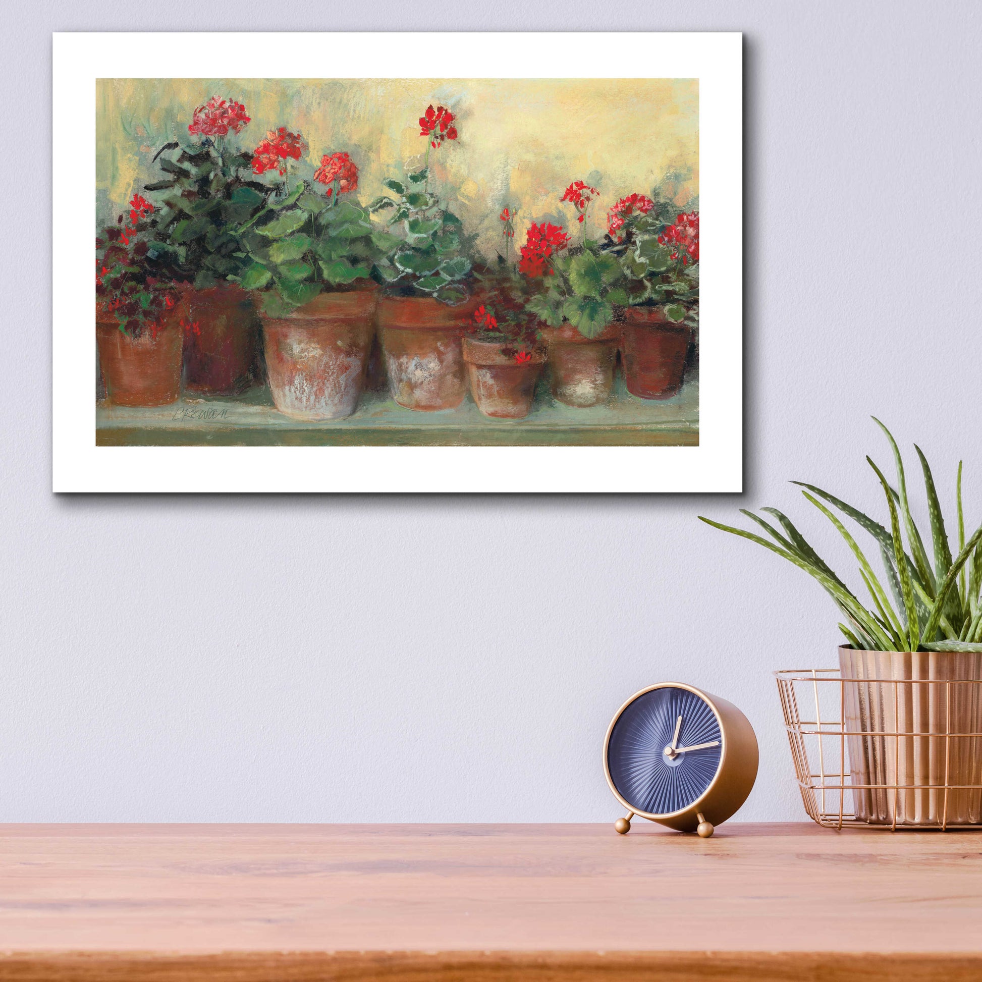 Epic Art 'Kathleens Geraniums' by Carol Rowan, Acrylic Glass Wall Art,16x12