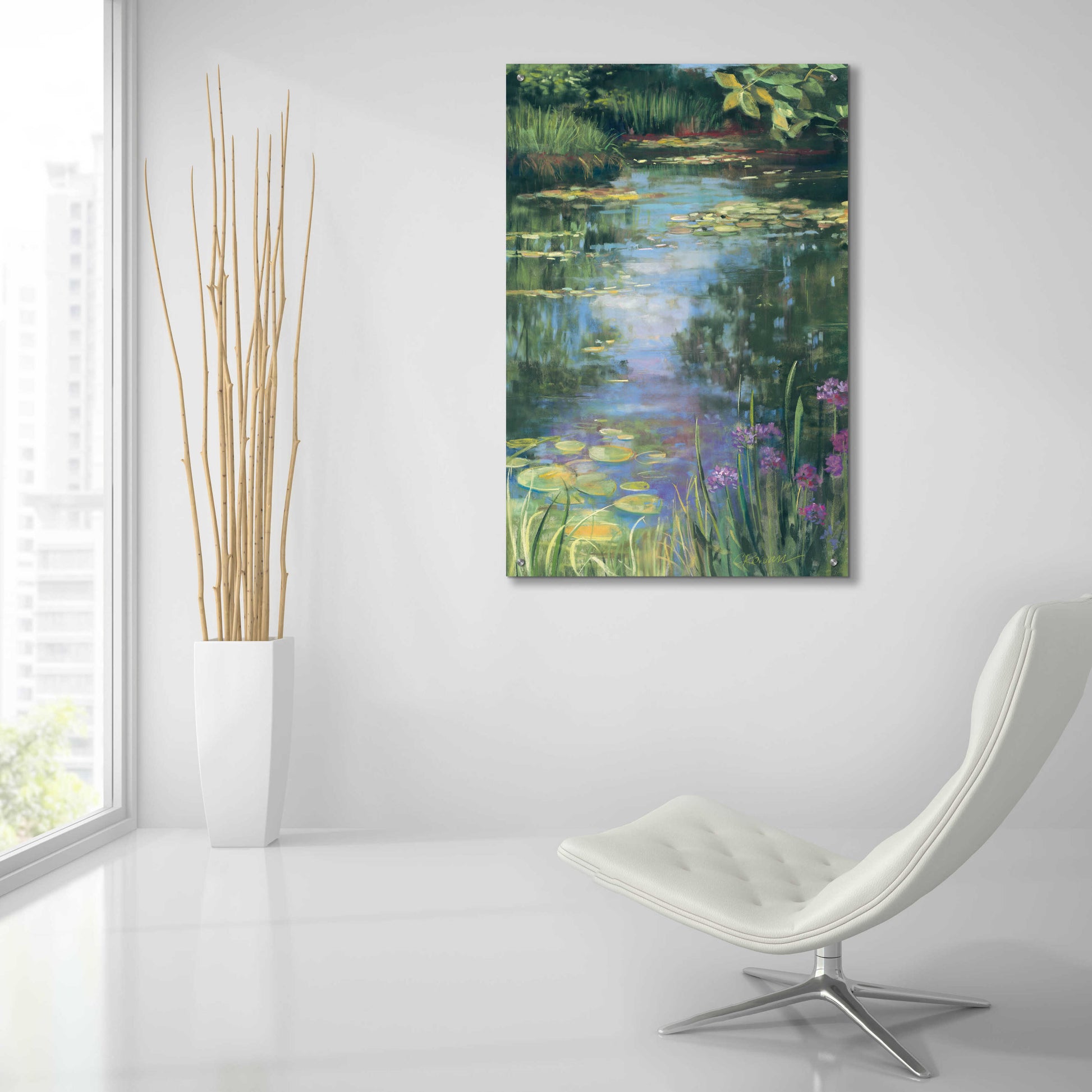 Epic Art 'Garden Pond I' by Carol Rowan, Acrylic Glass Wall Art,24x36