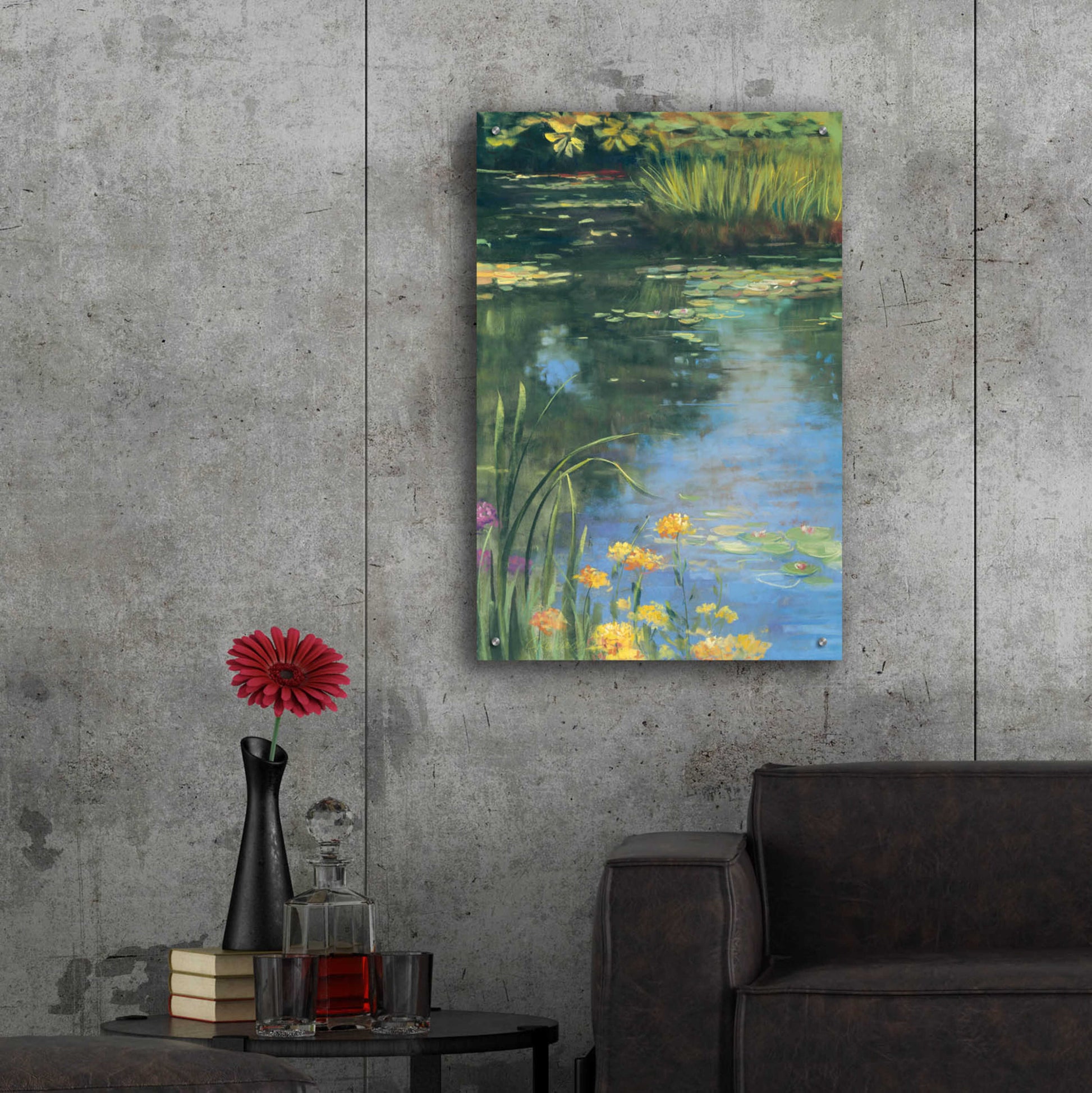 Epic Art 'Garden Pond II' by Carol Rowan, Acrylic Glass Wall Art,24x36