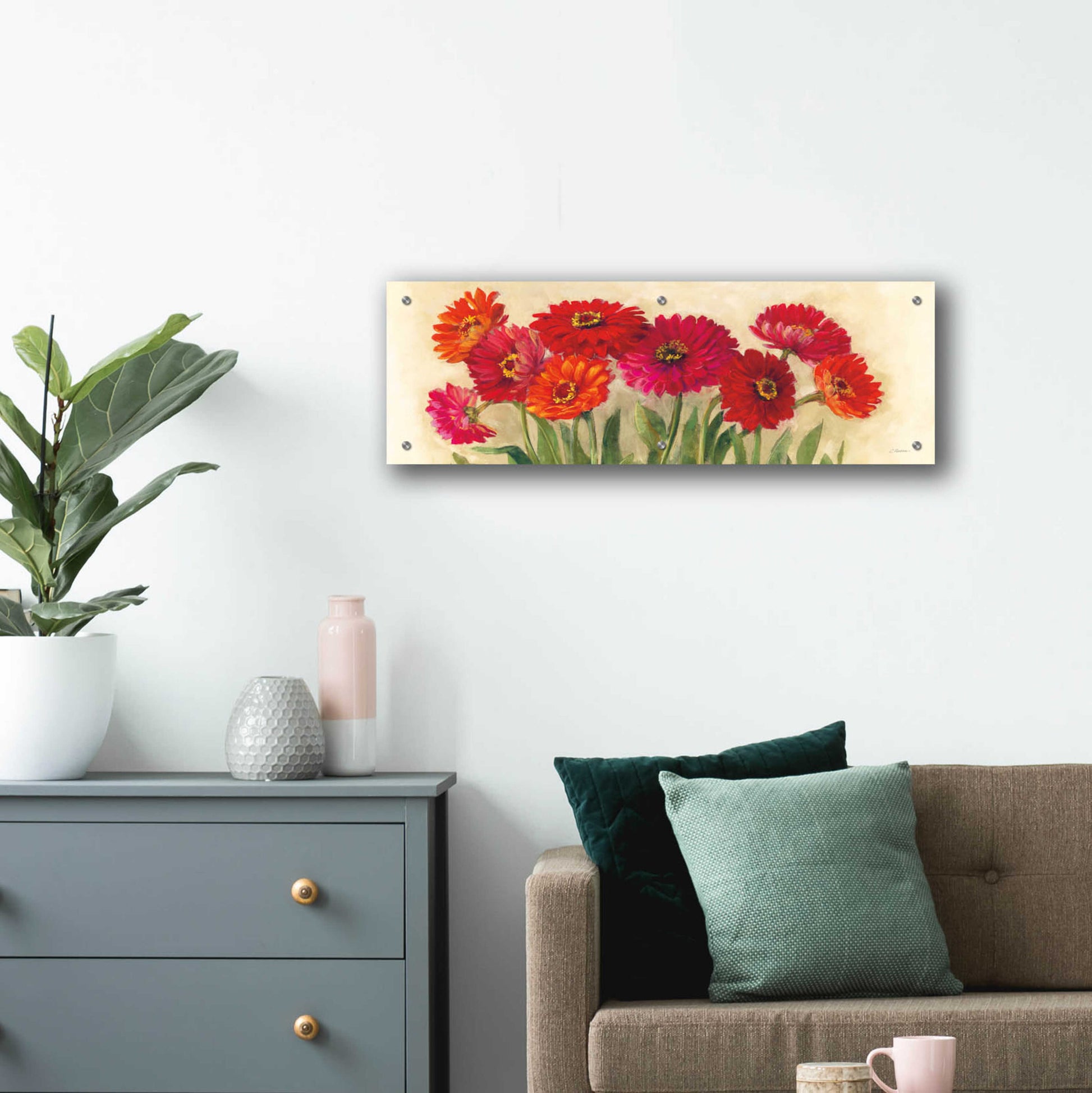 Epic Art 'Tickled Pink' by Carol Rowan, Acrylic Glass Wall Art,36x12