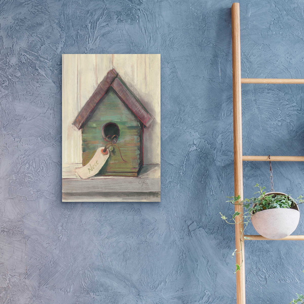 Birdhouse by Carol Rowan - 16x24 acrylic wall art in a room