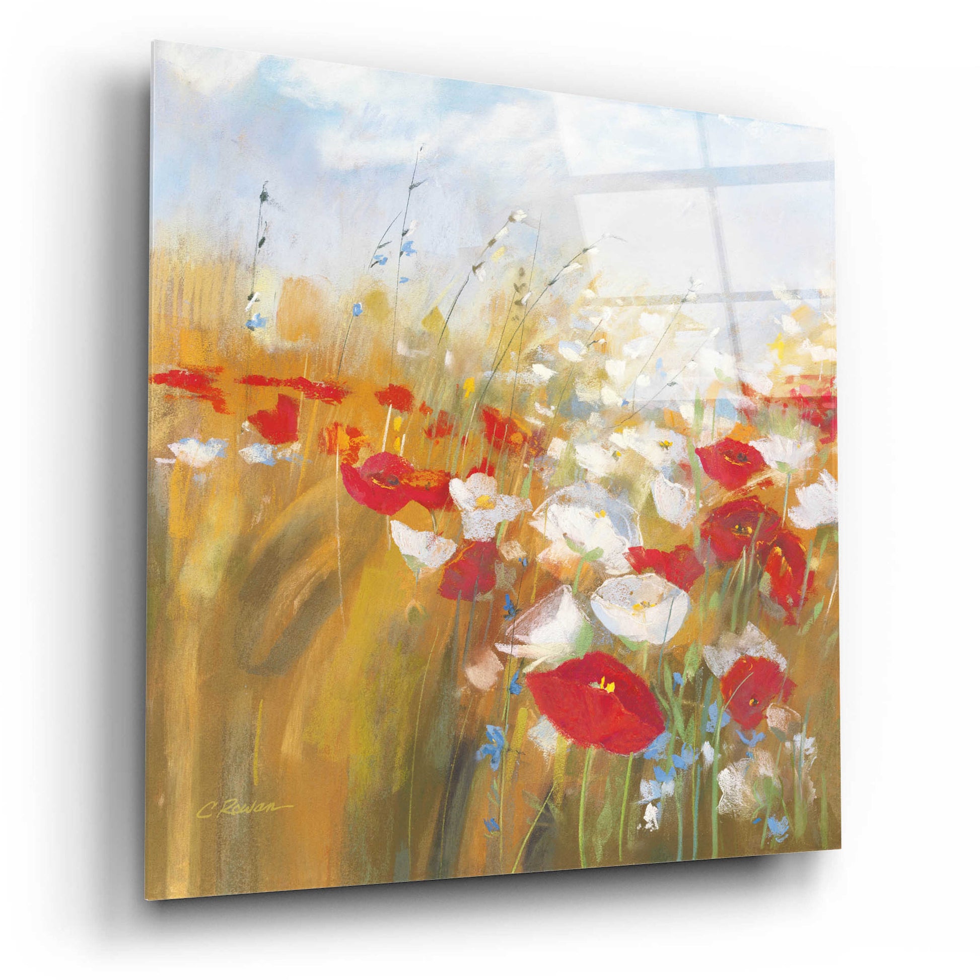 Epic Art 'Poppies And Larkspur I' by Carol Rowan, Acrylic Glass Wall Art,12x12