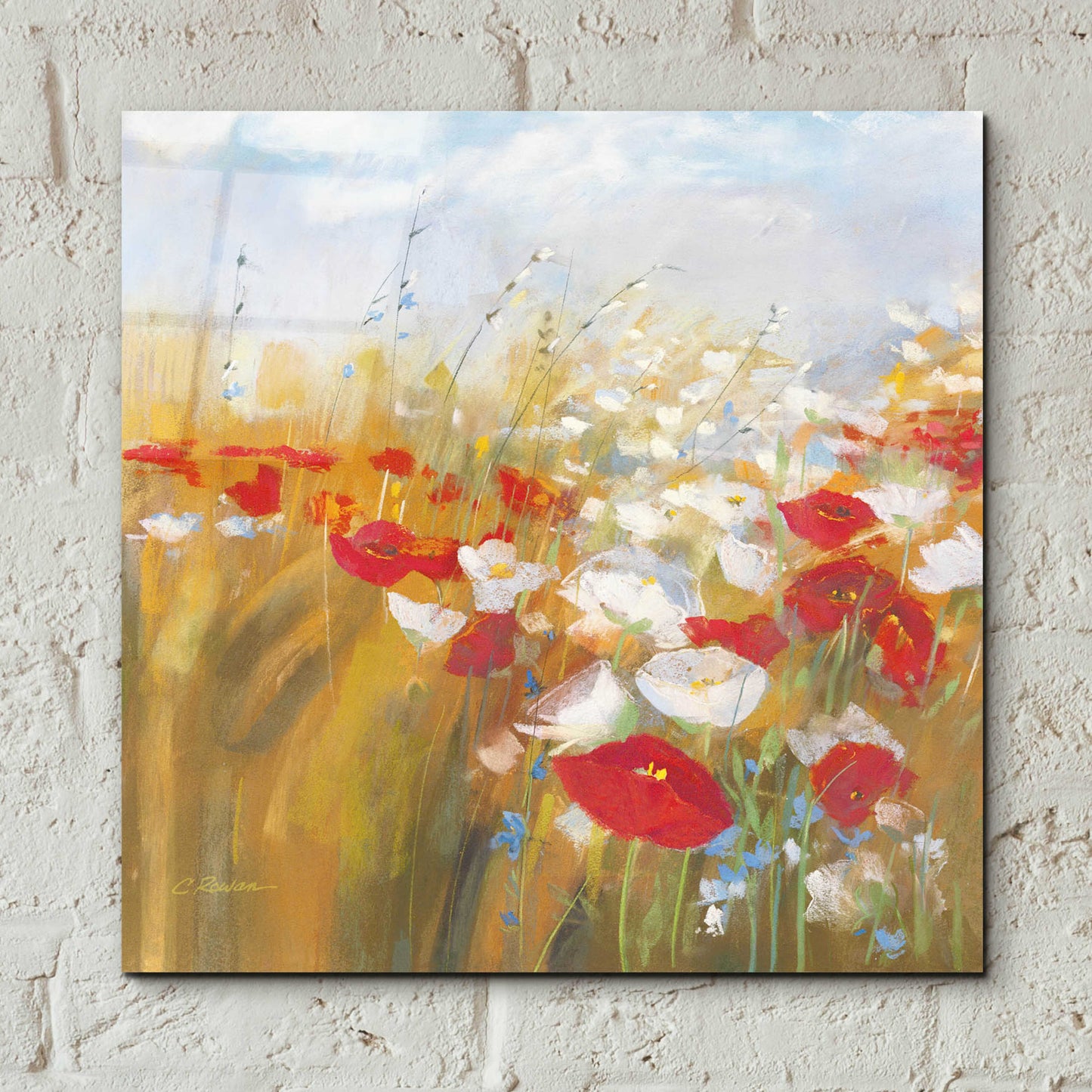 Epic Art 'Poppies And Larkspur I' by Carol Rowan, Acrylic Glass Wall Art,12x12