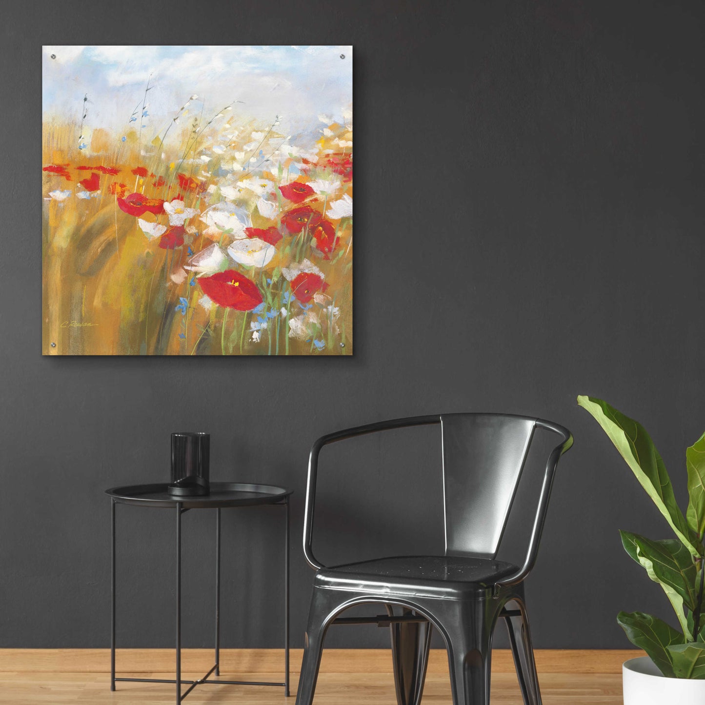 Epic Art 'Poppies And Larkspur I' by Carol Rowan, Acrylic Glass Wall Art,36x36