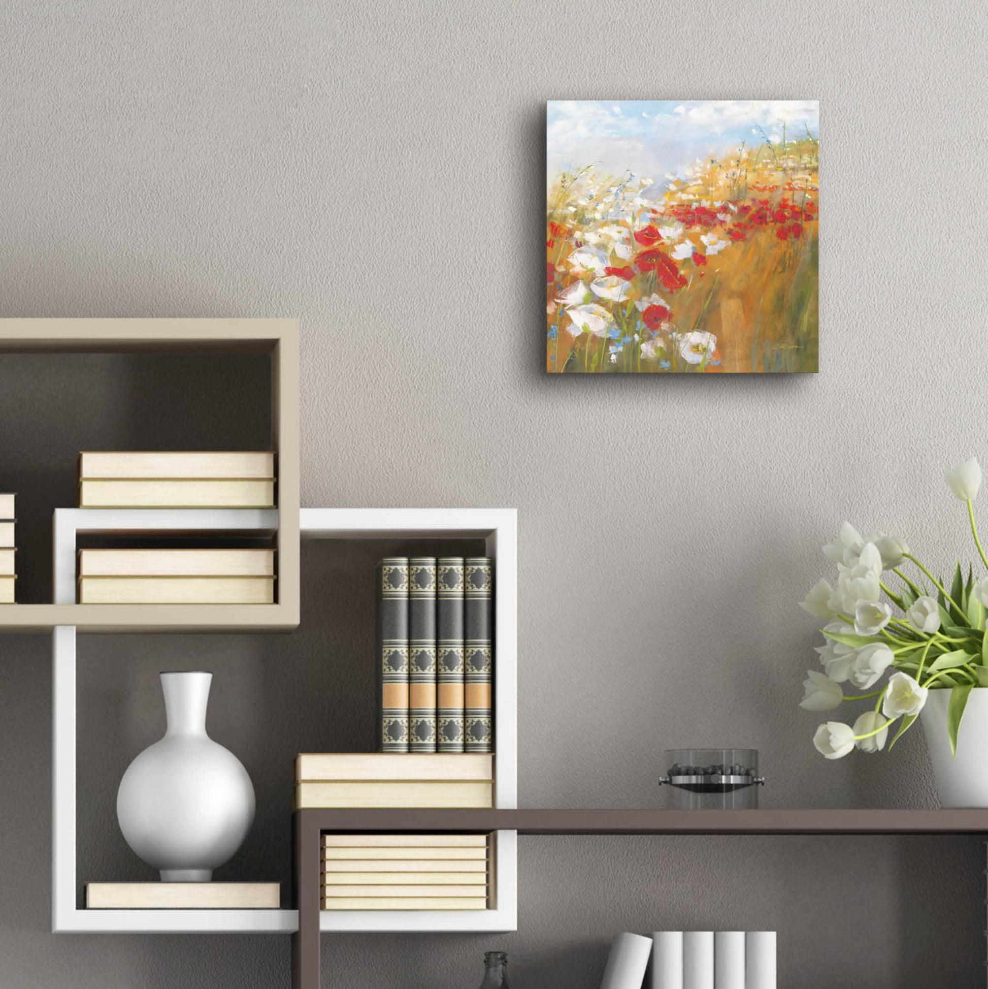 Epic Art 'Poppies And Larkspur II' by Carol Rowan, Acrylic Glass Wall Art,12x12