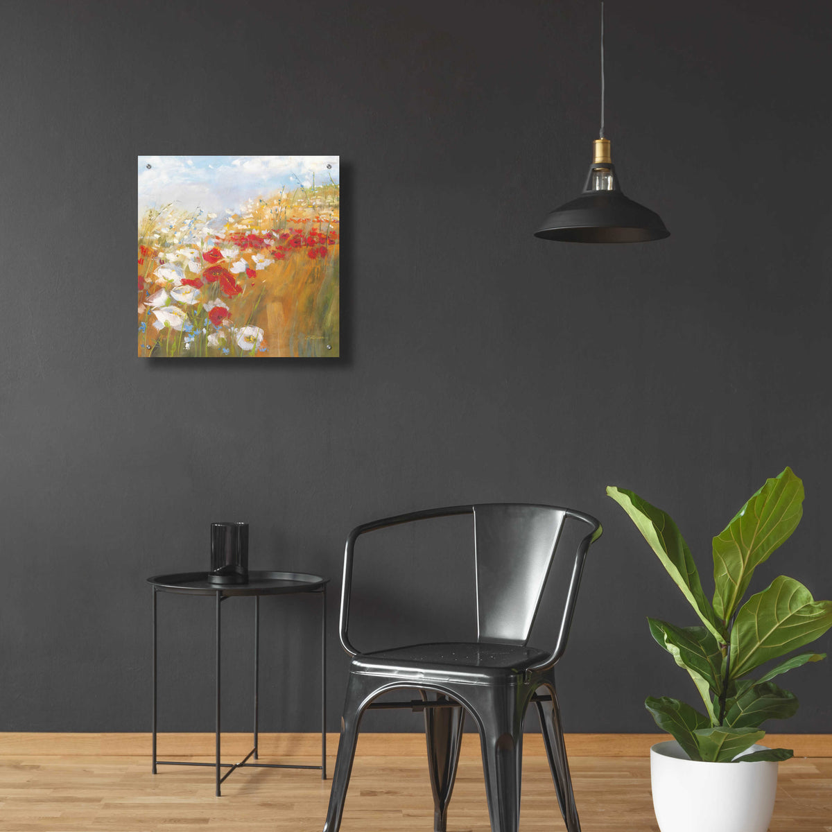 Poppies And Larkspur II by Carol Rowan - 24x24 acrylic wall art in a room