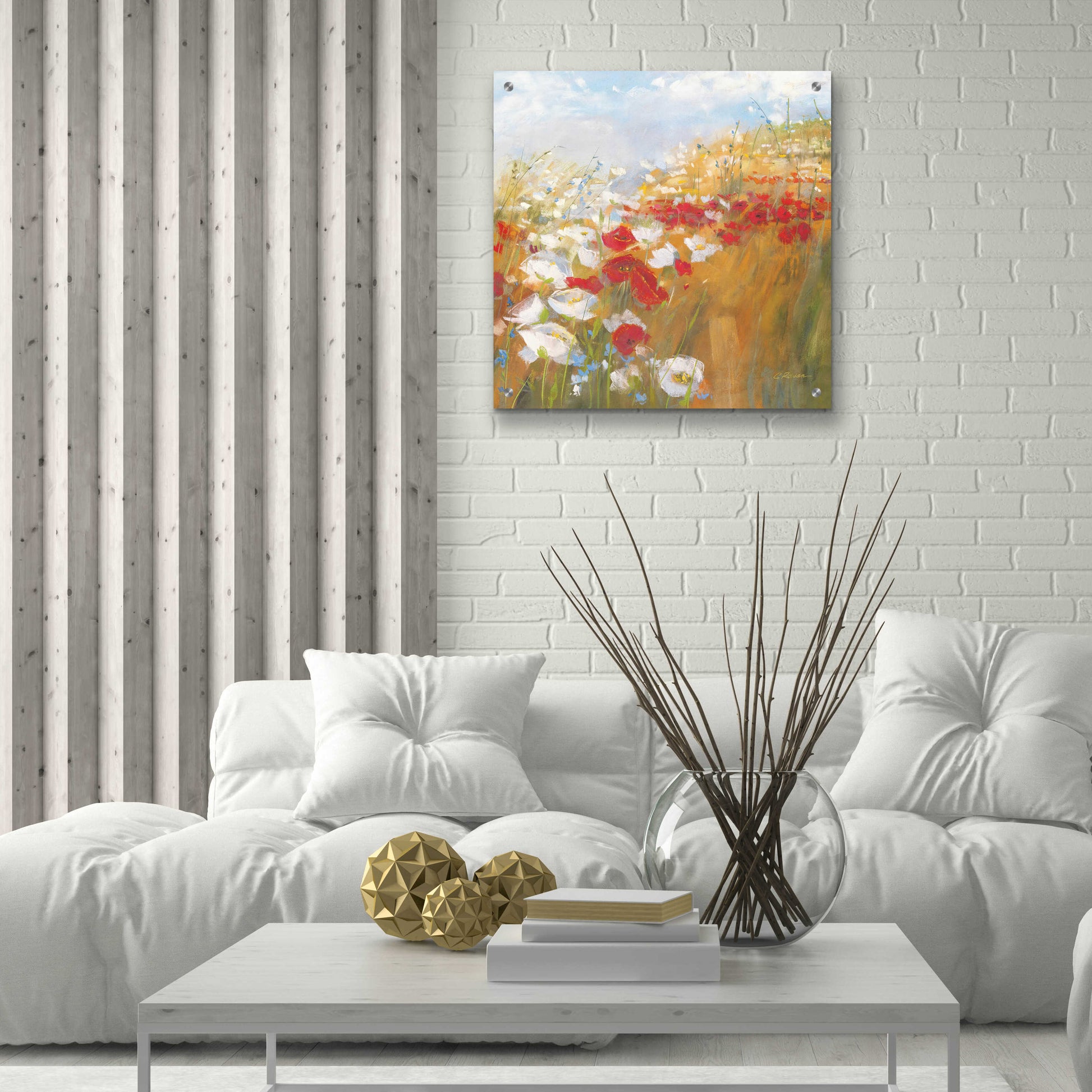 Epic Art 'Poppies And Larkspur II' by Carol Rowan, Acrylic Glass Wall Art,24x24