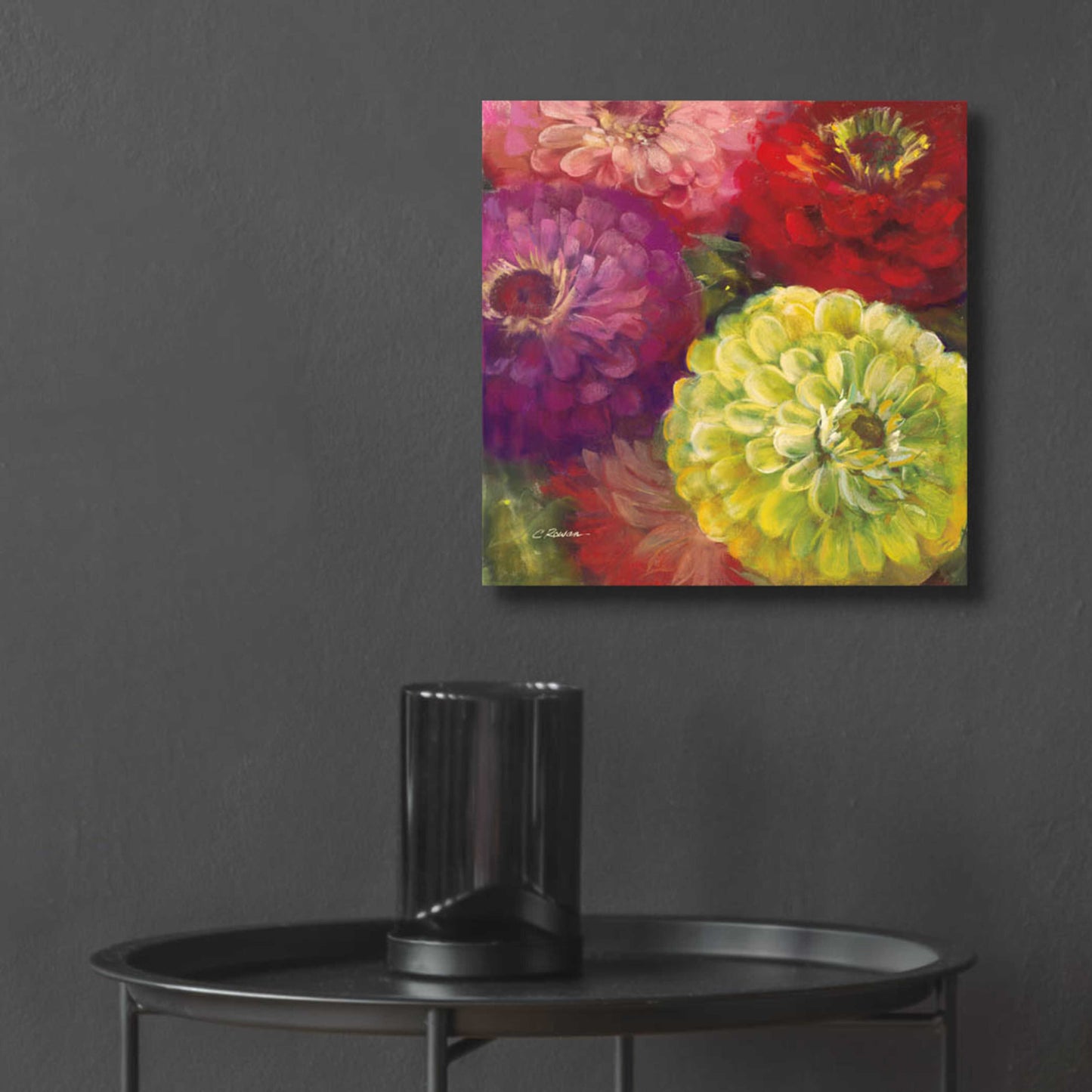 Epic Art 'Zinnia Gala I' by Carol Rowan, Acrylic Glass Wall Art,12x12