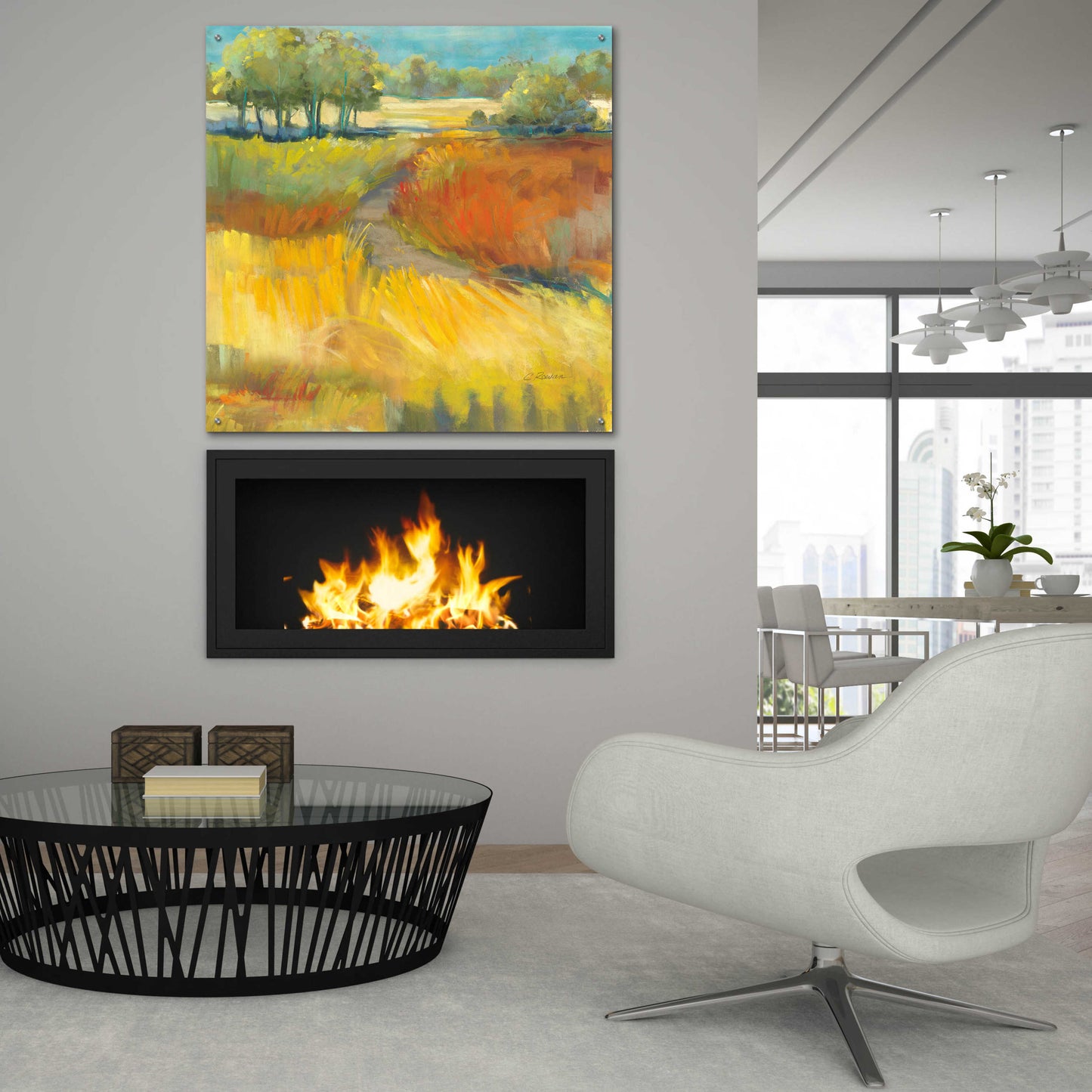 Epic Art 'Late Summer Landscape II' by Carol Rowan, Acrylic Glass Wall Art,36x36