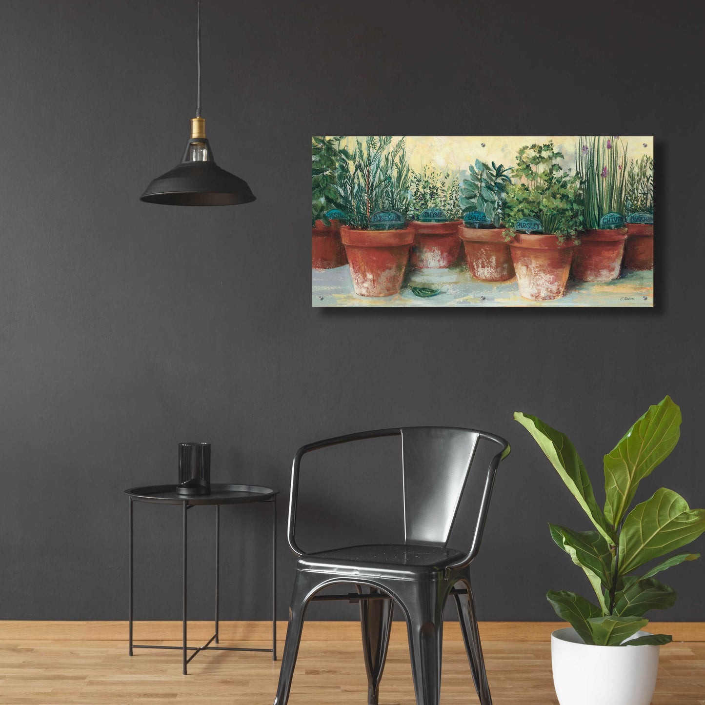 Epic Art 'Potted Herbs II' by Carol Rowan, Acrylic Glass Wall Art,48x24