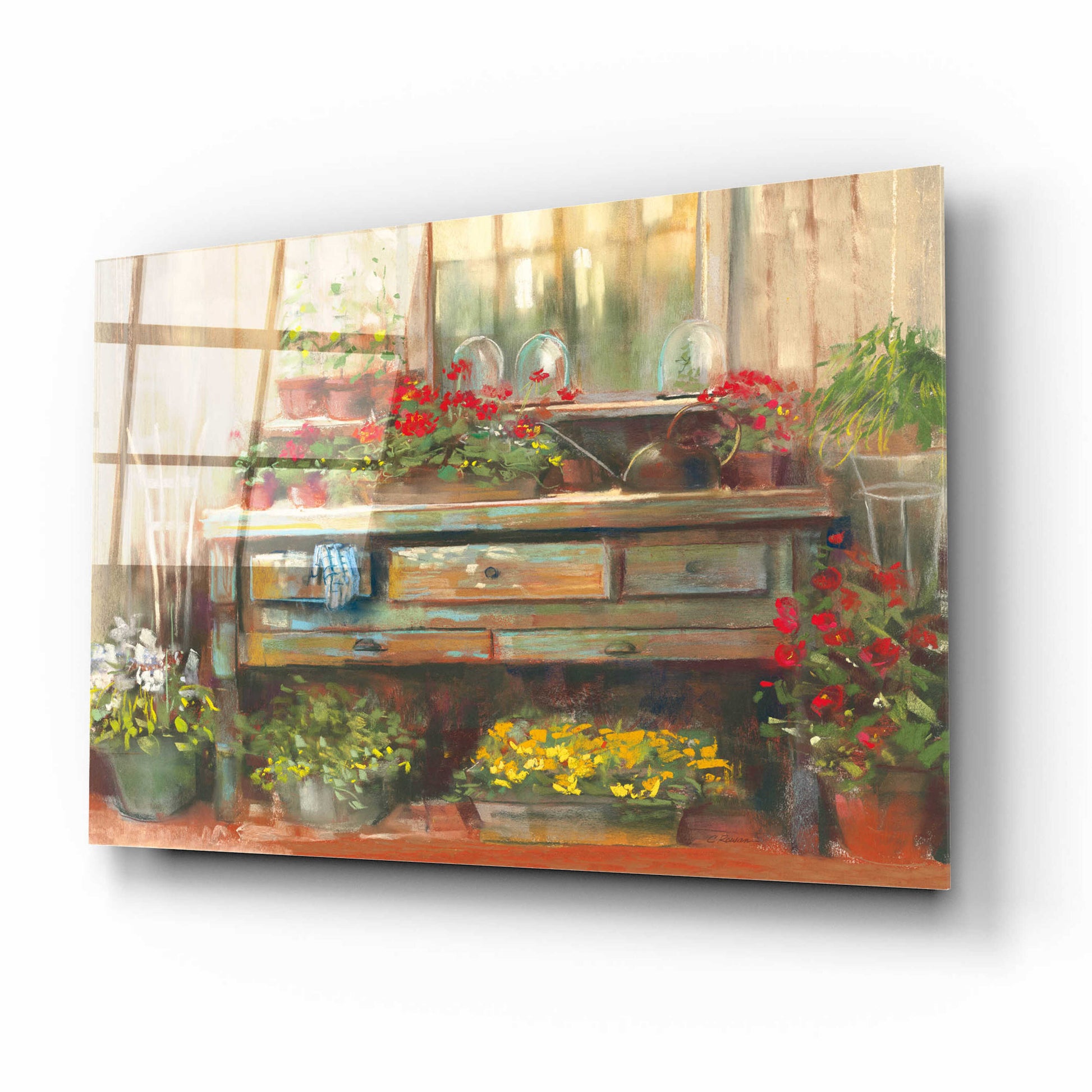 Epic Art 'Gardeners Table' by Carol Rowan, Acrylic Glass Wall Art,16x12