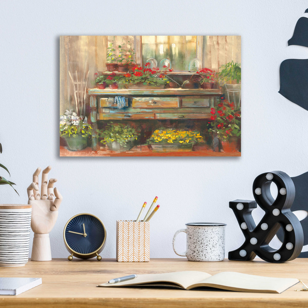 Epic Art 'Gardeners Table' by Carol Rowan, Acrylic Glass Wall Art,16x12