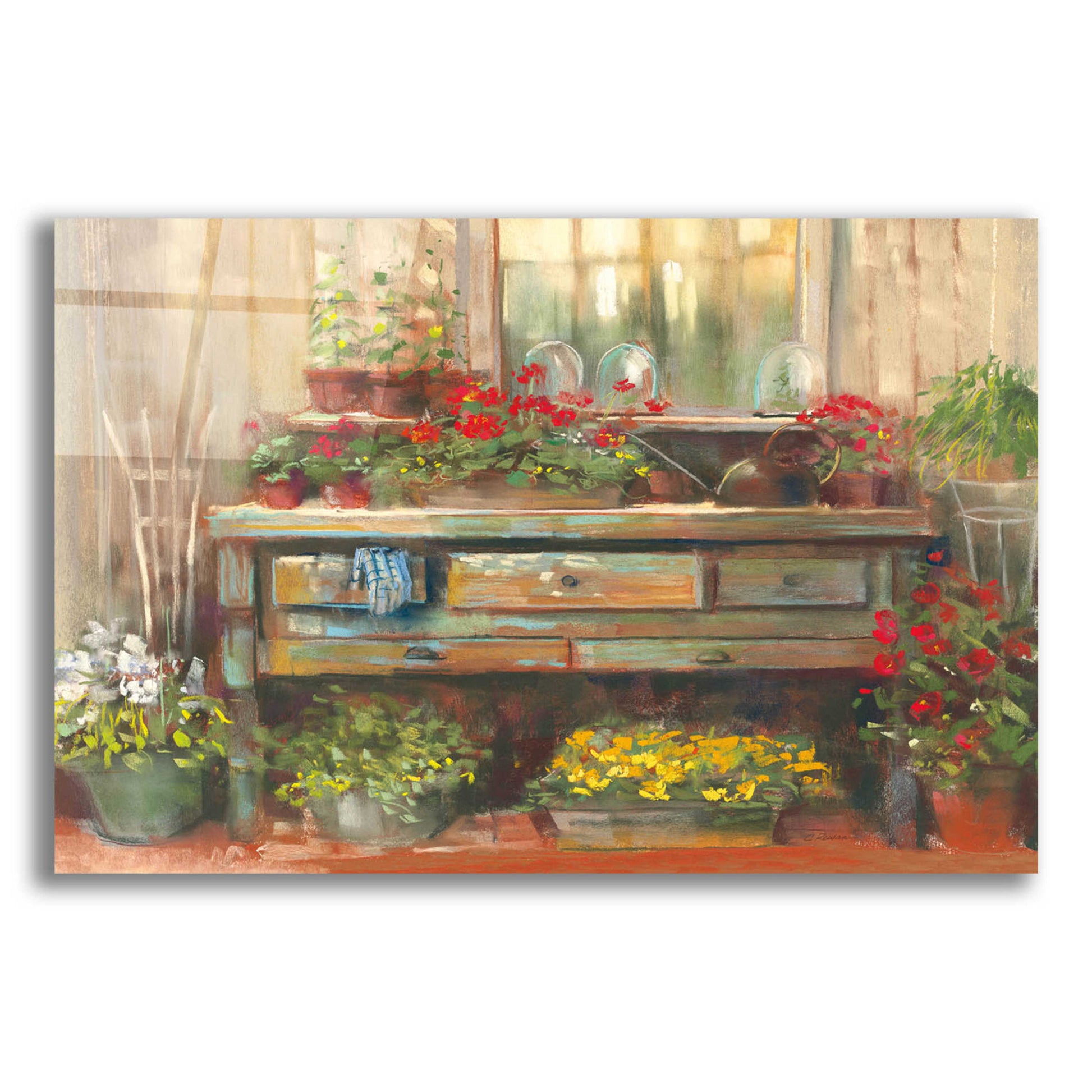 Epic Art 'Gardeners Table' by Carol Rowan, Acrylic Glass Wall Art,24x16