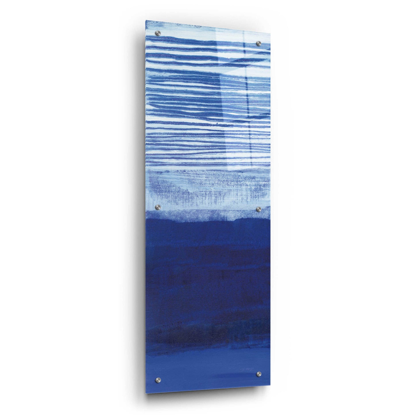 Epic Art 'Blue Haze II' by Jo Maye, Acrylic Glass Wall Art,12x36