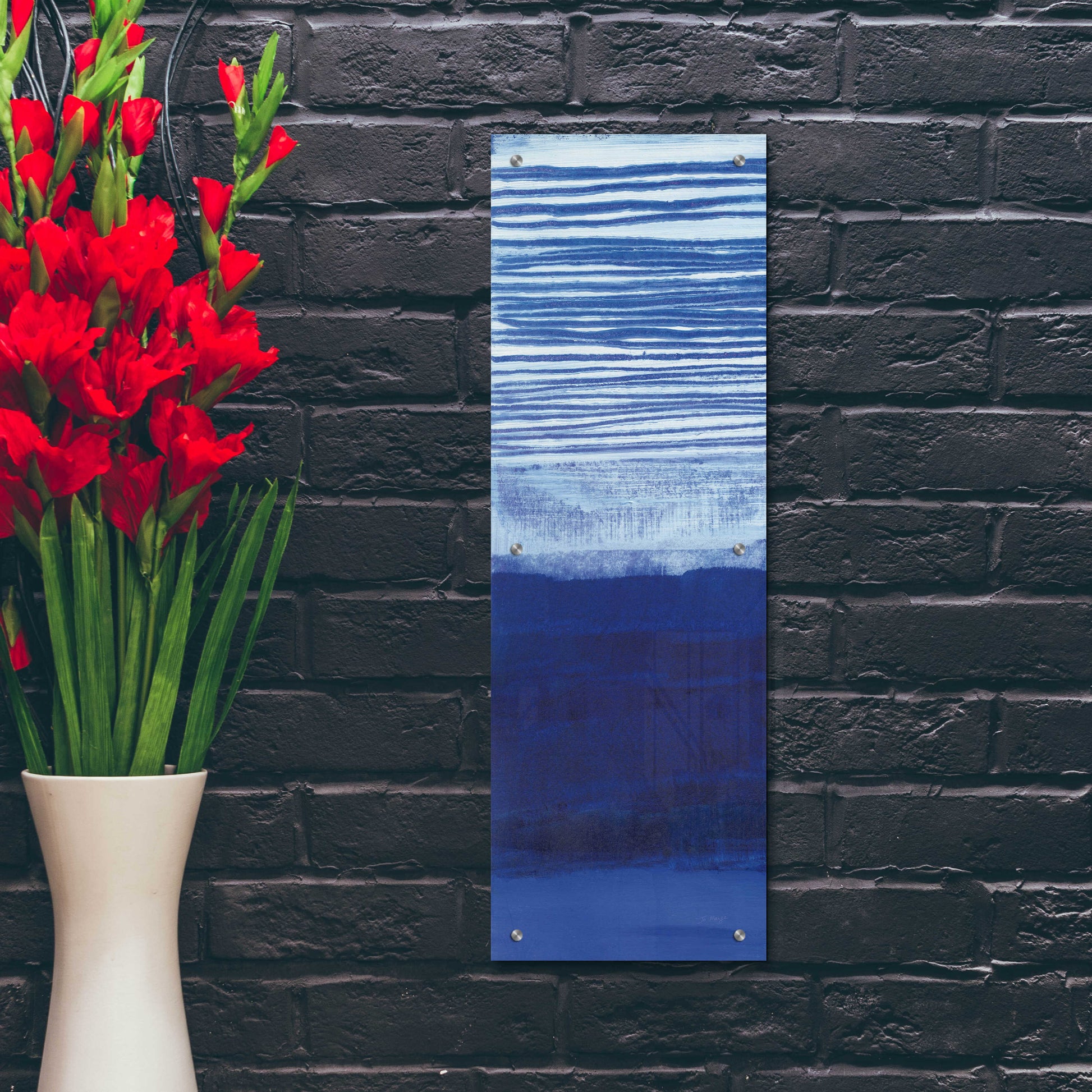 Epic Art 'Blue Haze II' by Jo Maye, Acrylic Glass Wall Art,12x36