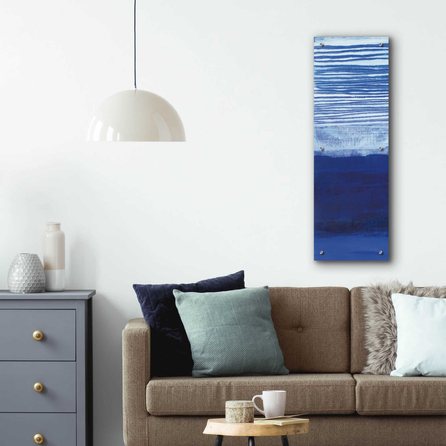 Epic Art 'Blue Haze II' by Jo Maye, Acrylic Glass Wall Art,12x36