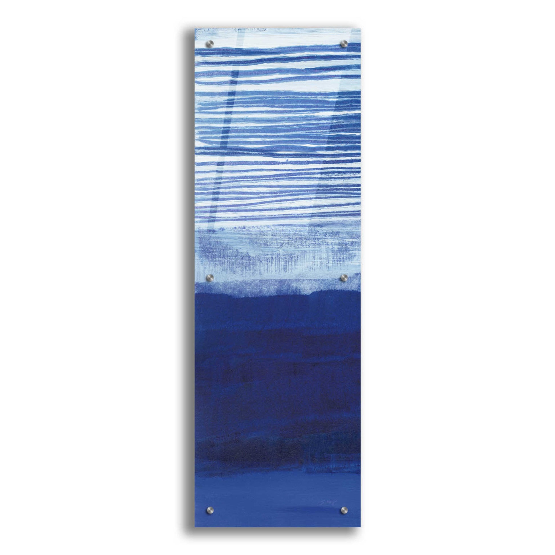 Epic Art 'Blue Haze II' by Jo Maye, Acrylic Glass Wall Art,12x36