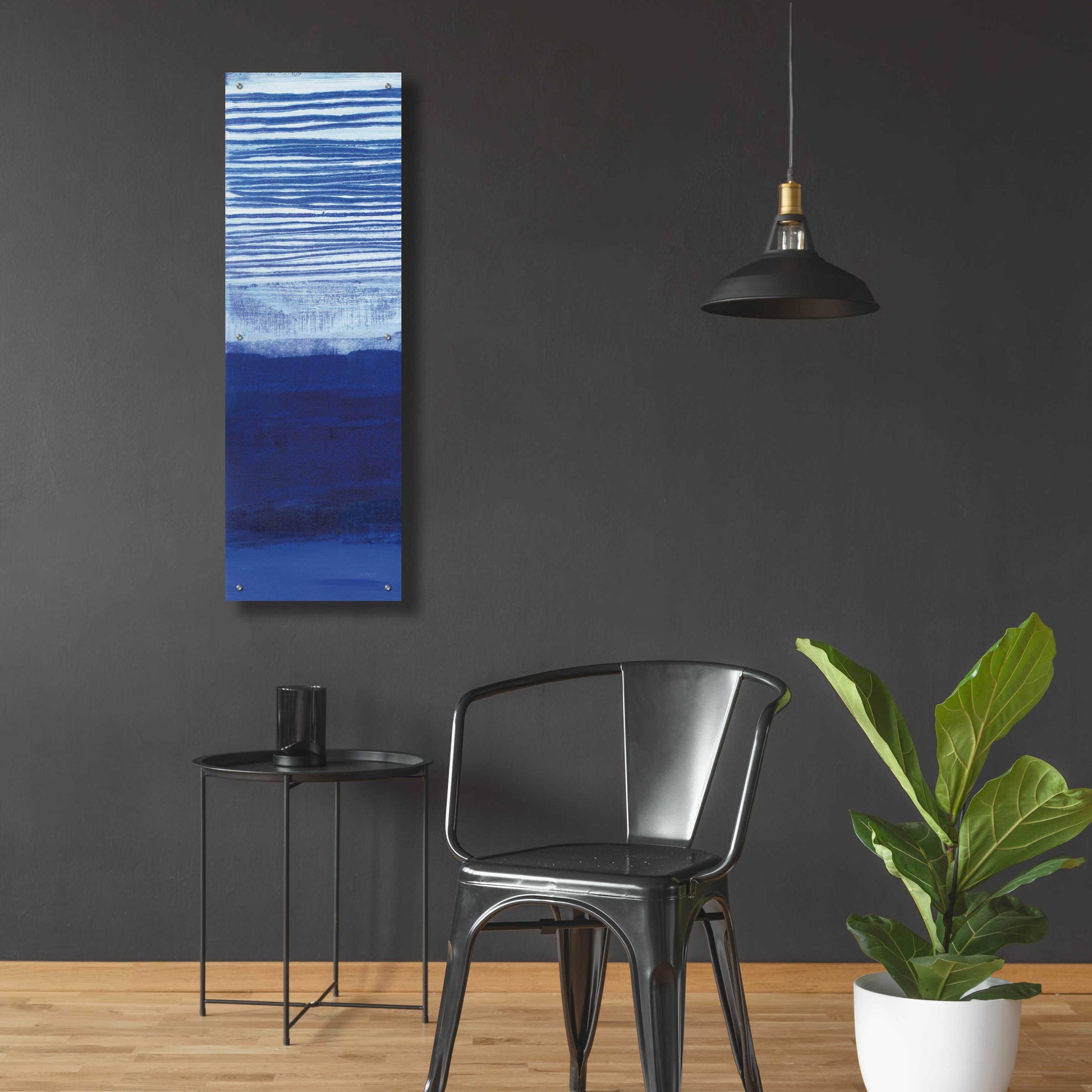 Epic Art 'Blue Haze II' by Jo Maye, Acrylic Glass Wall Art,16x48