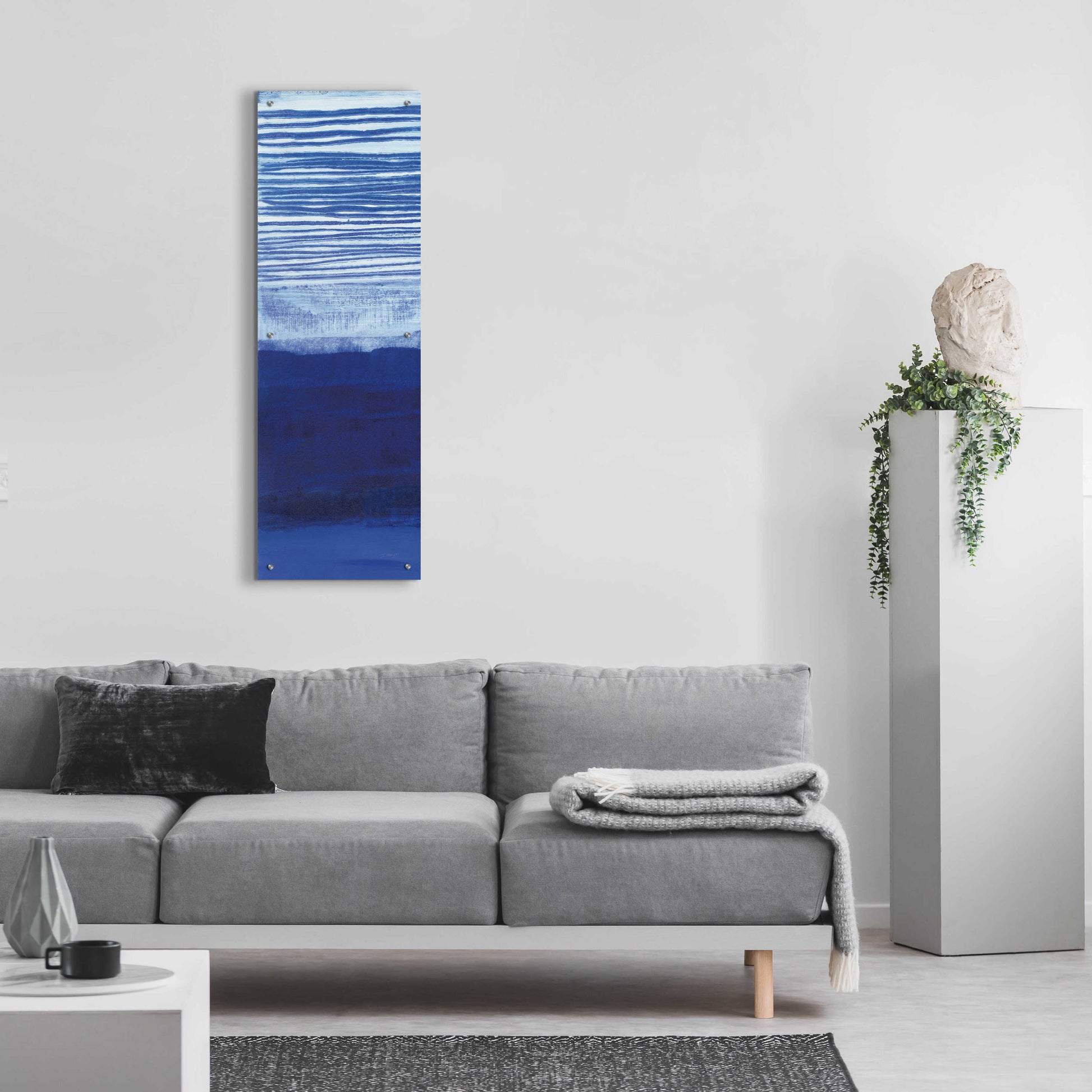 Epic Art 'Blue Haze II' by Jo Maye, Acrylic Glass Wall Art,16x48