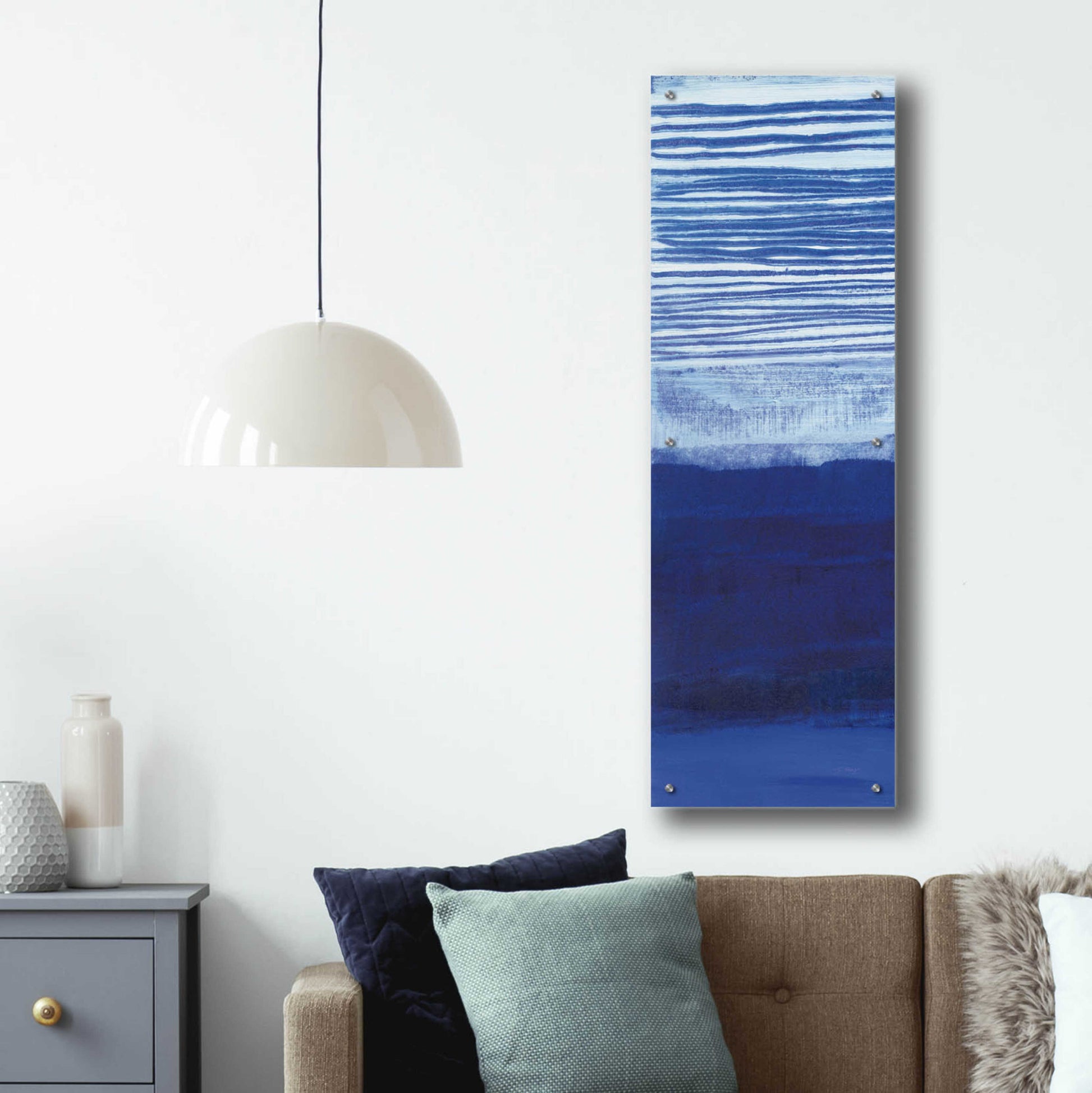 Epic Art 'Blue Haze II' by Jo Maye, Acrylic Glass Wall Art,16x48