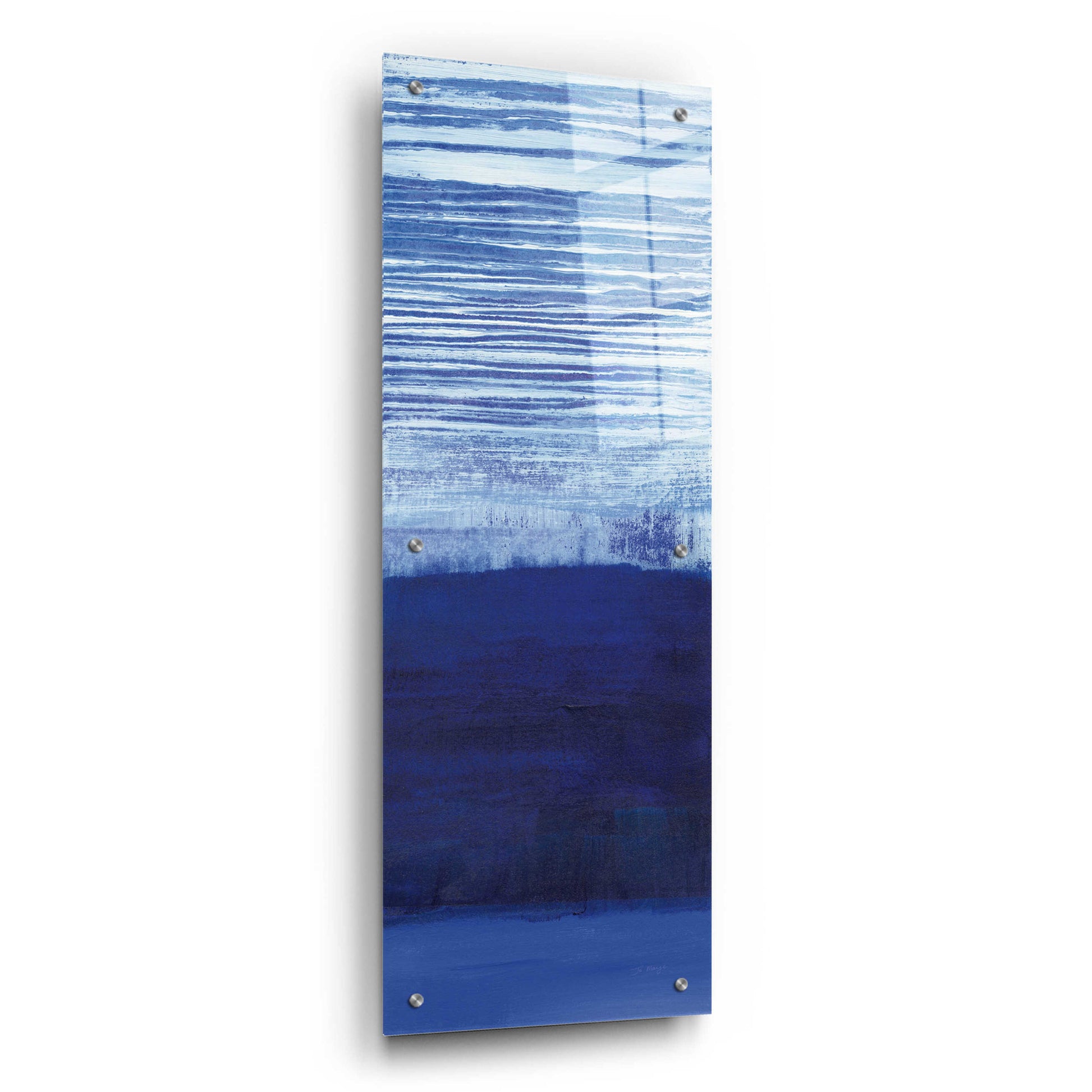 Epic Art 'Blue Haze III' by Jo Maye, Acrylic Glass Wall Art,12x36