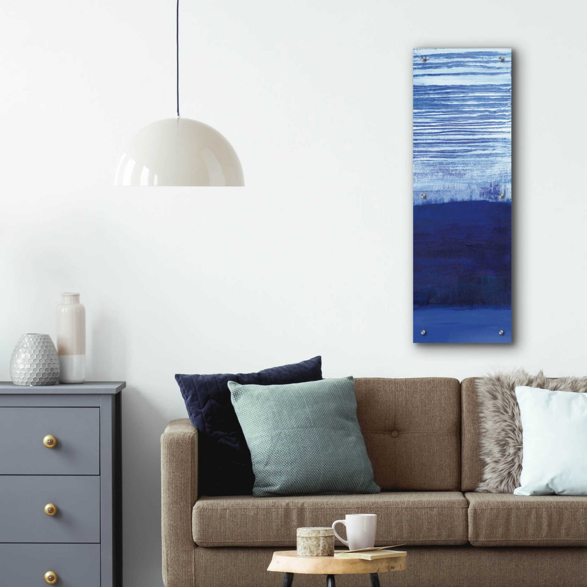 Epic Art 'Blue Haze III' by Jo Maye, Acrylic Glass Wall Art,12x36