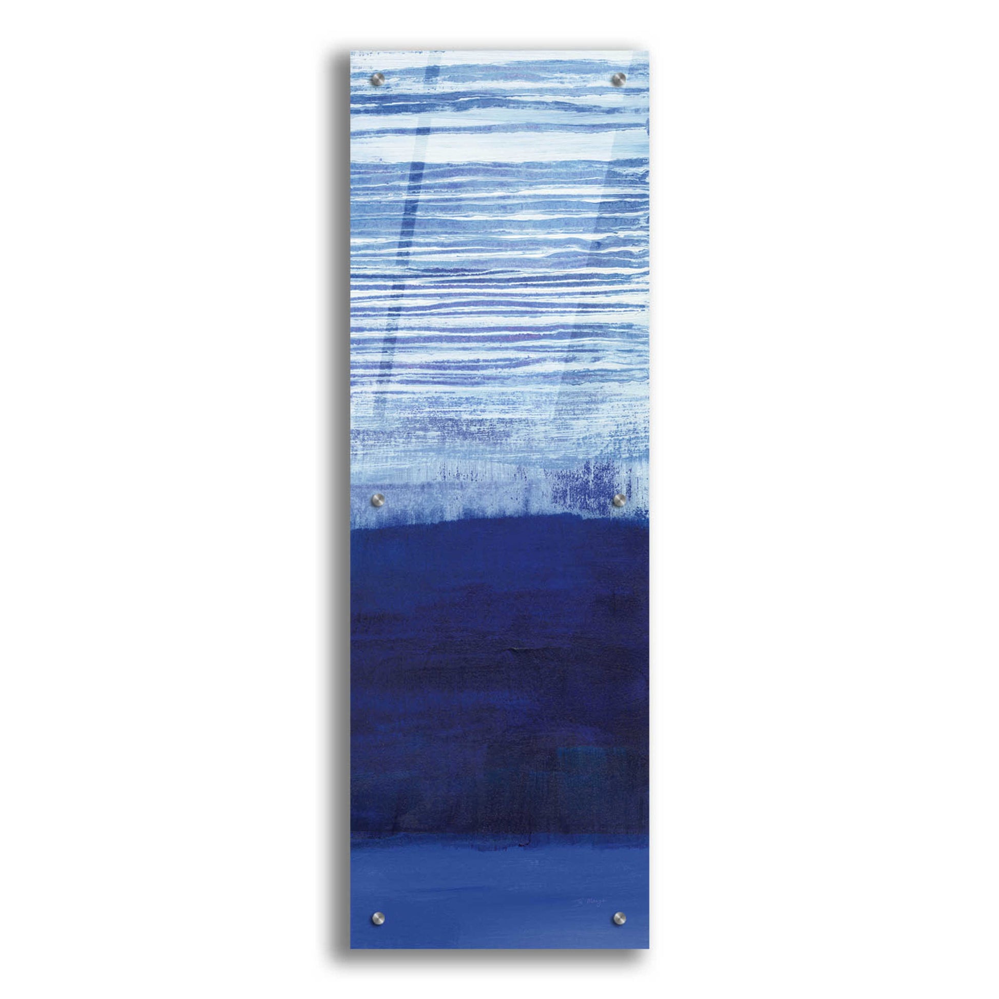 Epic Art 'Blue Haze III' by Jo Maye, Acrylic Glass Wall Art,12x36