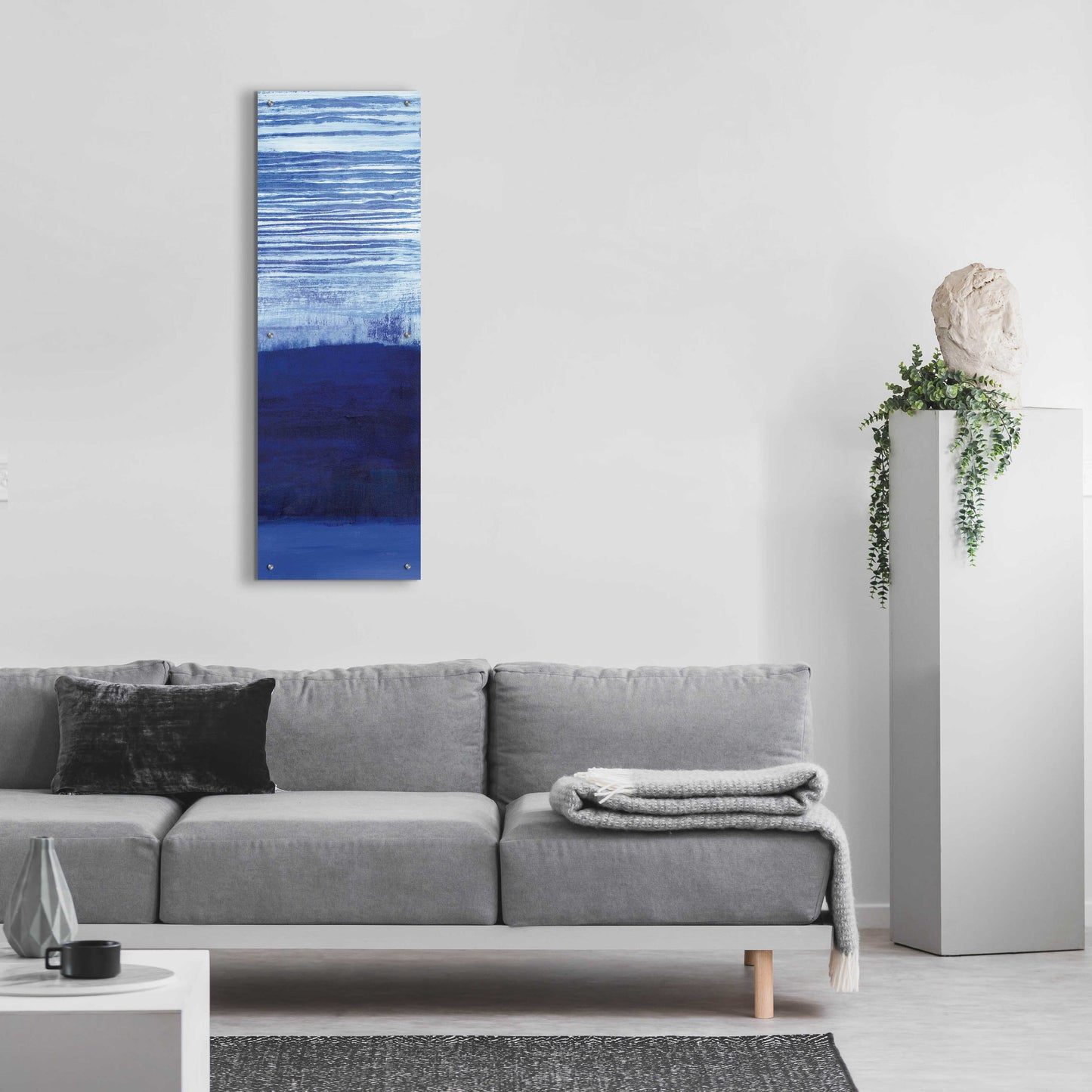 Epic Art 'Blue Haze III' by Jo Maye, Acrylic Glass Wall Art,16x48