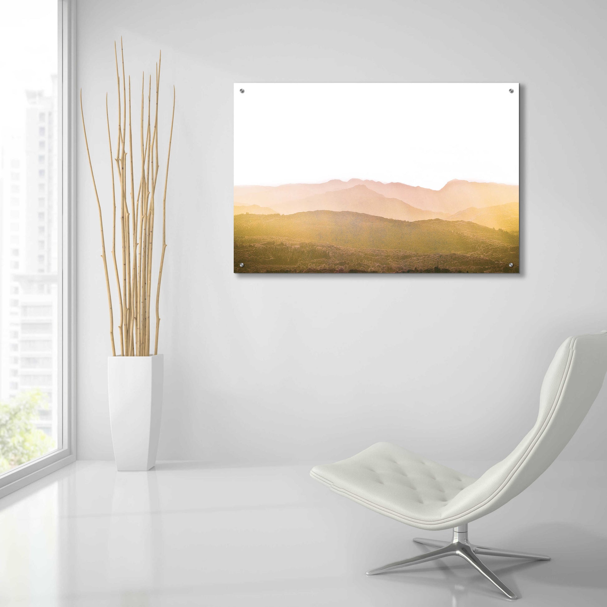 Epic Art 'A Watercolor Wash Of Light Crop Mustard And Blush' by Keri Bevan, Acrylic Glass Wall Art,36x24