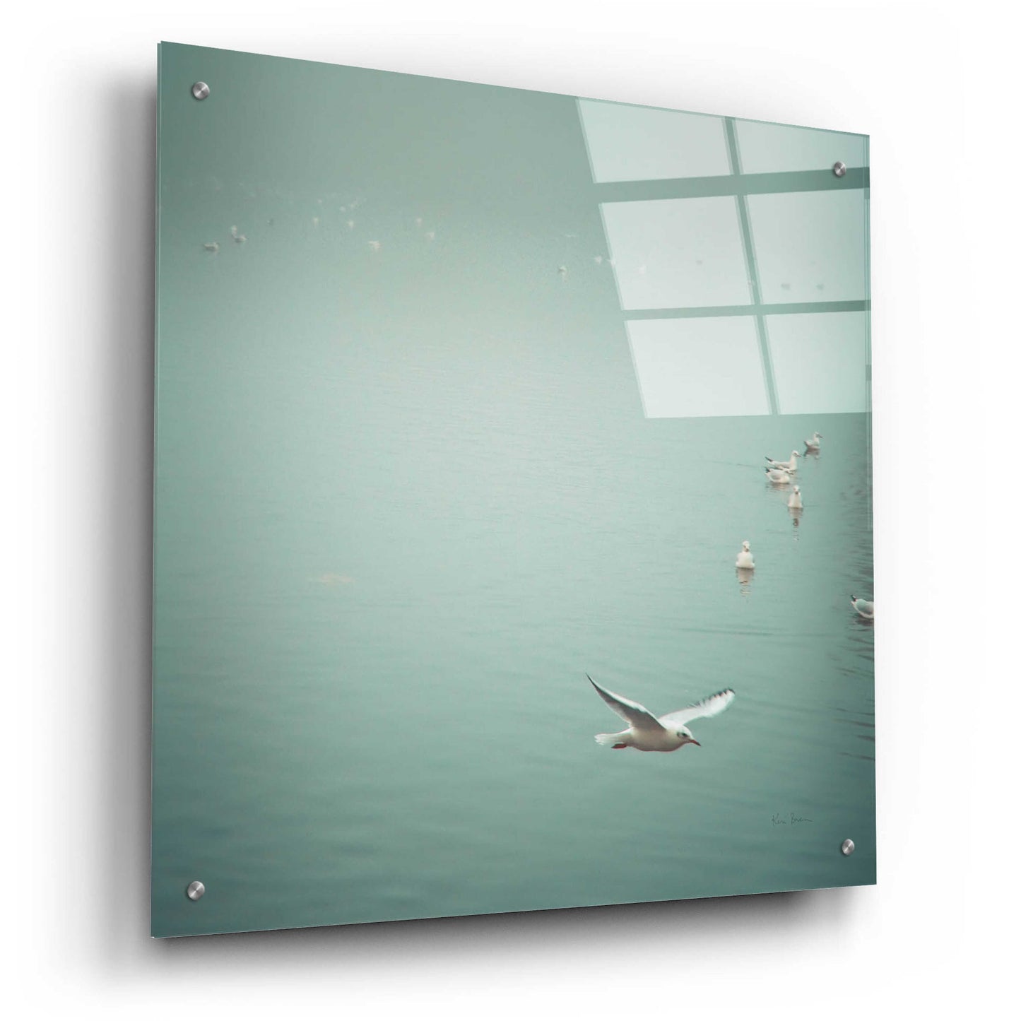 Epic Art 'Soul Birds Harbor Gray' by Keri Bevan, Acrylic Glass Wall Art,24x24