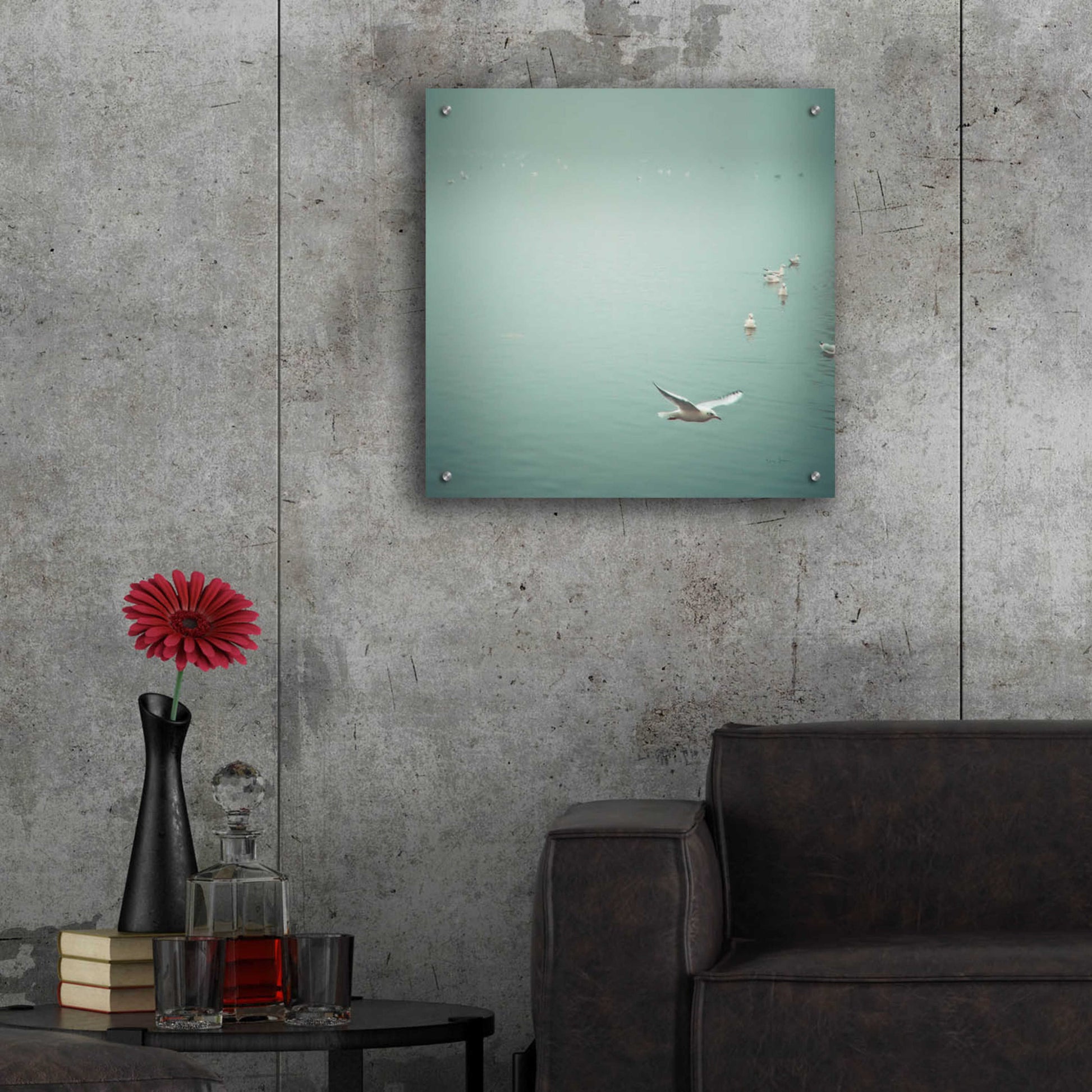 Epic Art 'Soul Birds Harbor Gray' by Keri Bevan, Acrylic Glass Wall Art,24x24