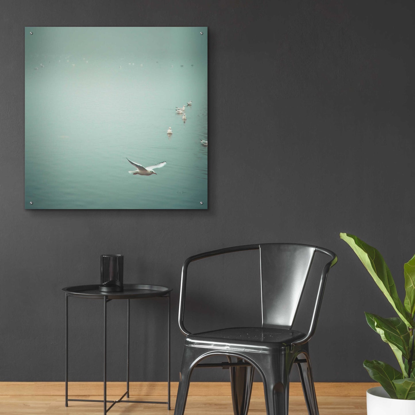 Epic Art 'Soul Birds Harbor Gray' by Keri Bevan, Acrylic Glass Wall Art,36x36