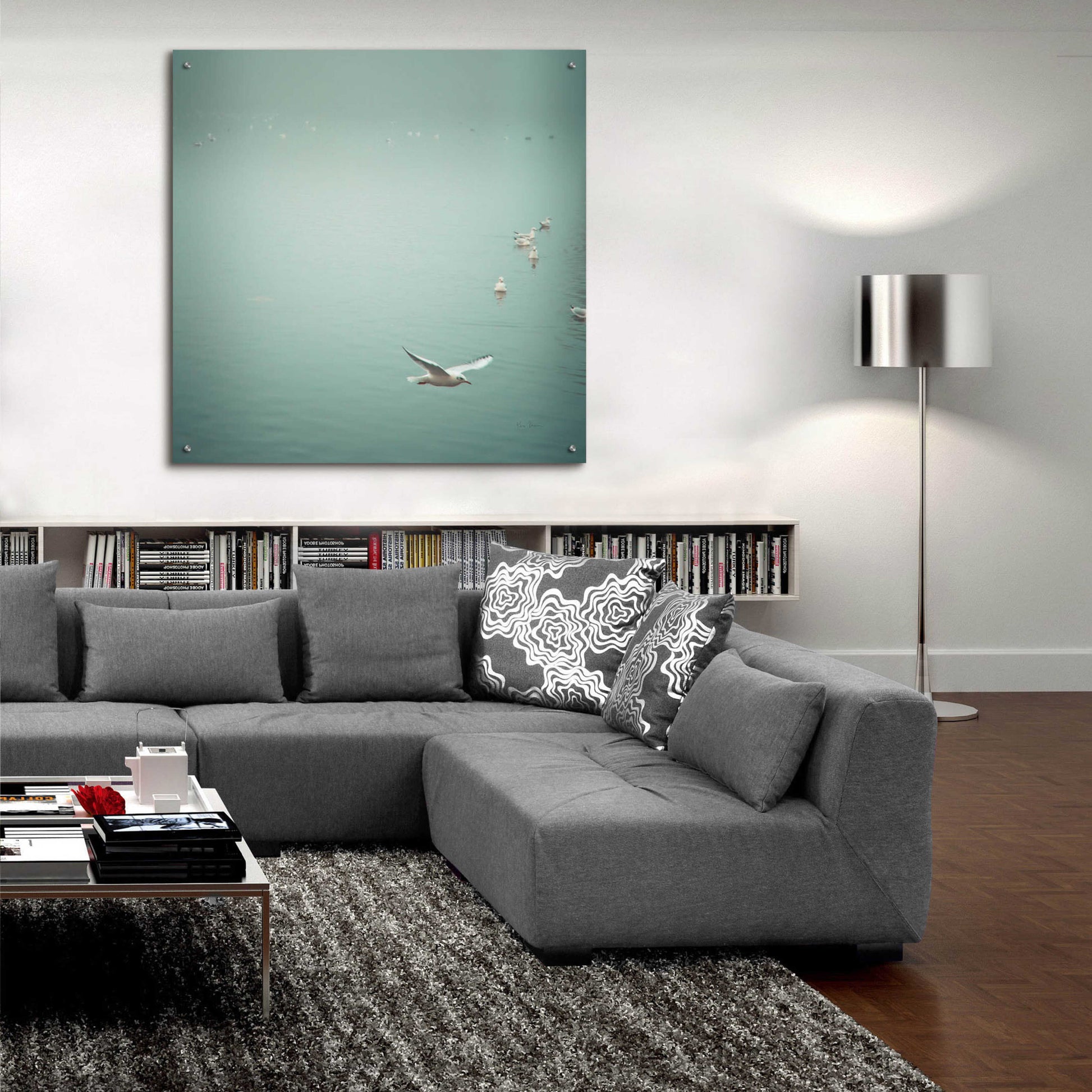 Epic Art 'Soul Birds Harbor Gray' by Keri Bevan, Acrylic Glass Wall Art,36x36