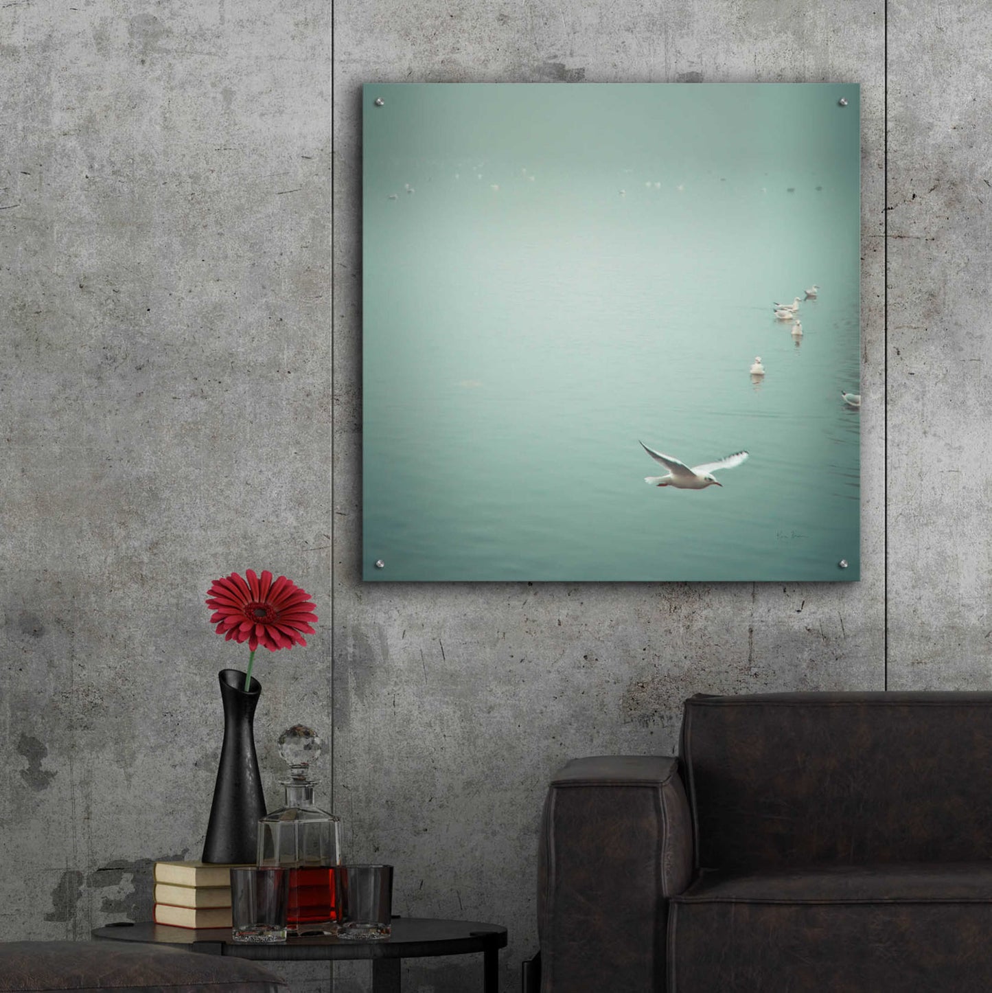 Epic Art 'Soul Birds Harbor Gray' by Keri Bevan, Acrylic Glass Wall Art,36x36